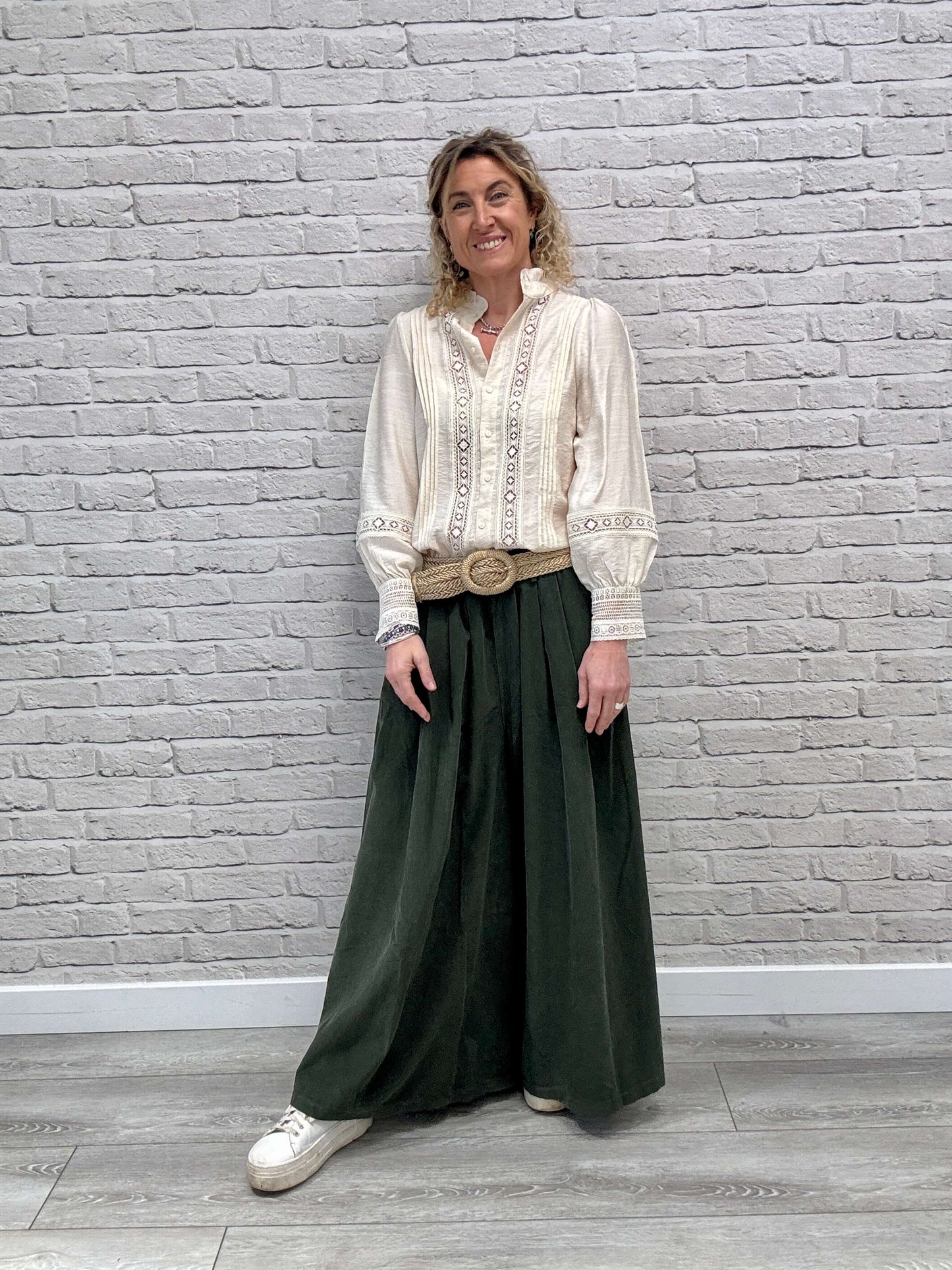 Soho Cord Palazzo Trousers | Khaki