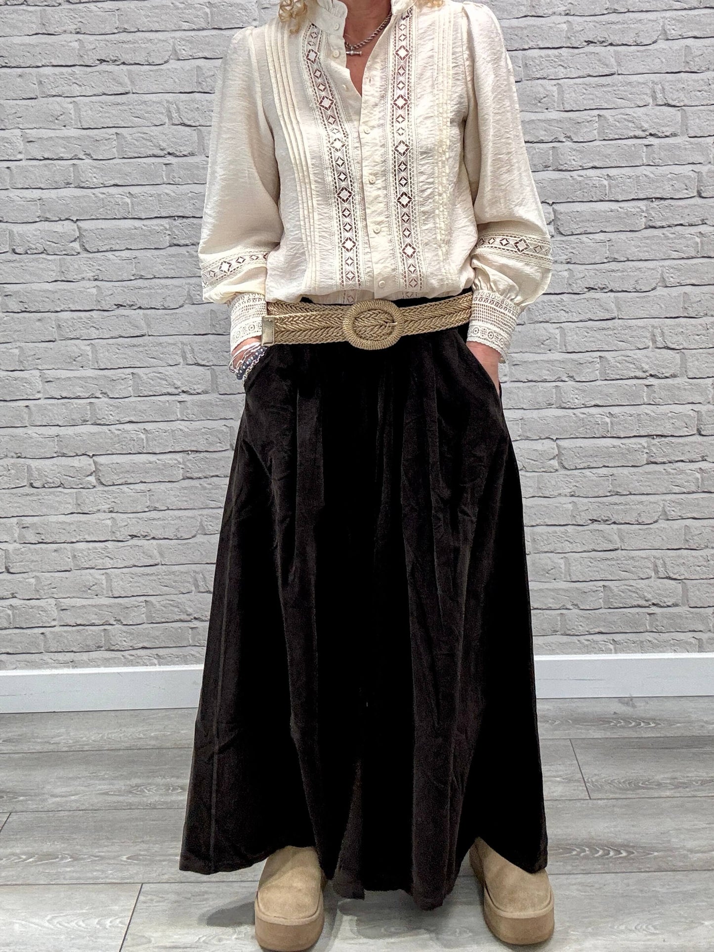 Soho Cord Palazzo Trousers | Chocolate