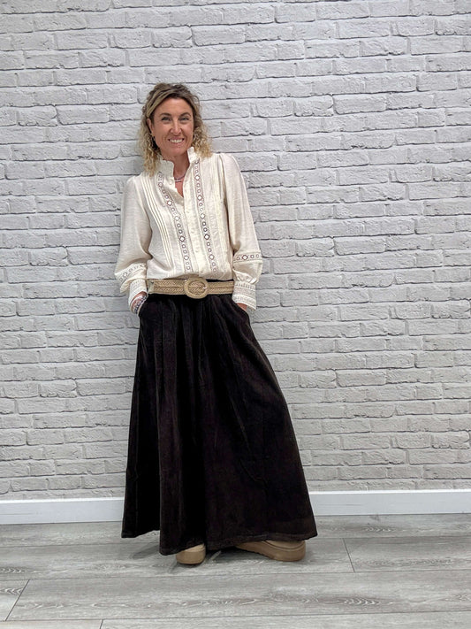 Soho Cord Palazzo Trousers | Chocolate