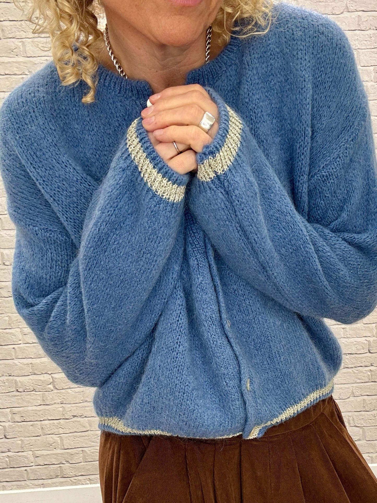 Long Sleeve Hamptons Cardigan | Denim & Gold (NEW)