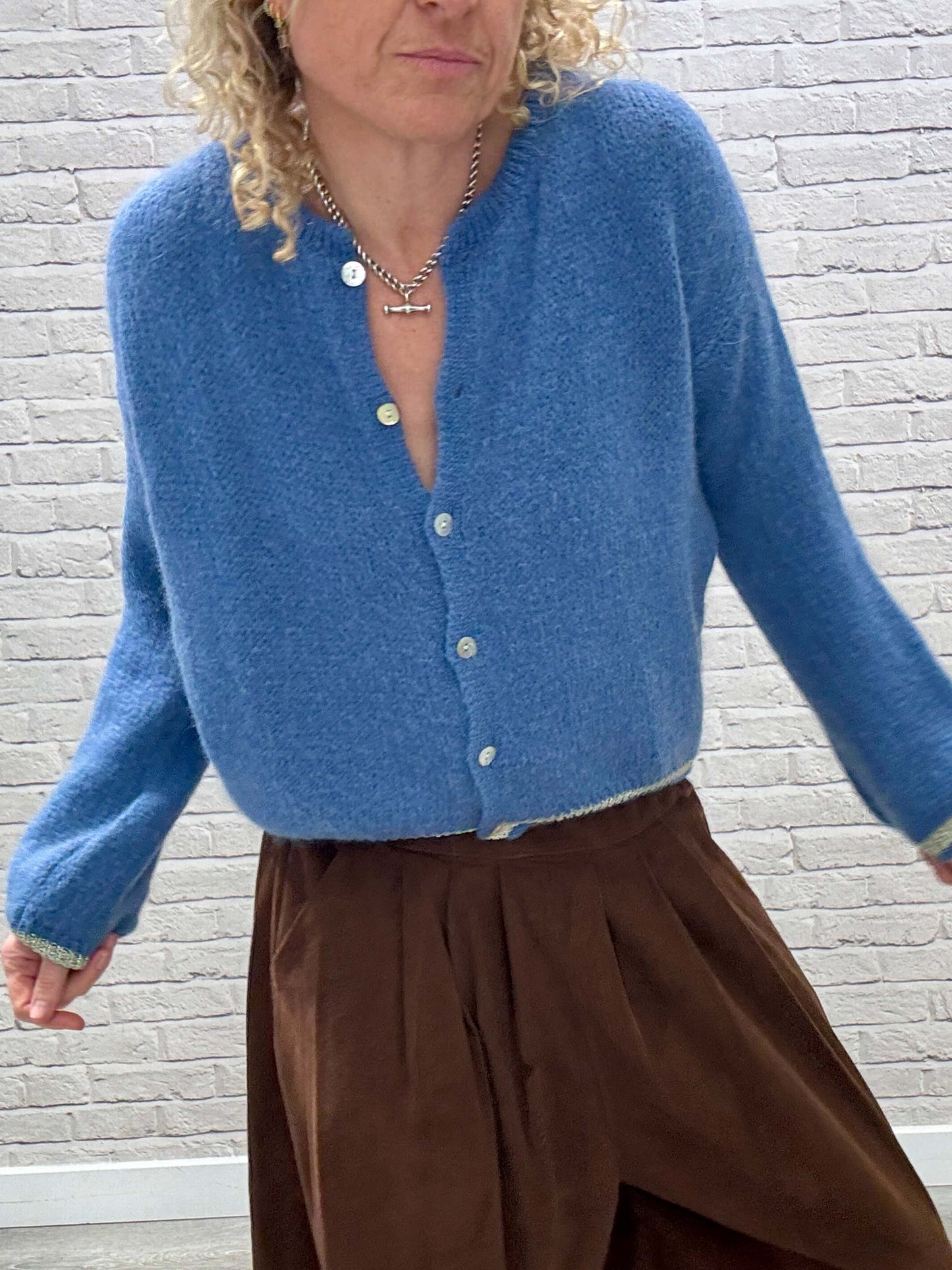 Long Sleeve Hamptons Cardigan | Denim & Gold (NEW)