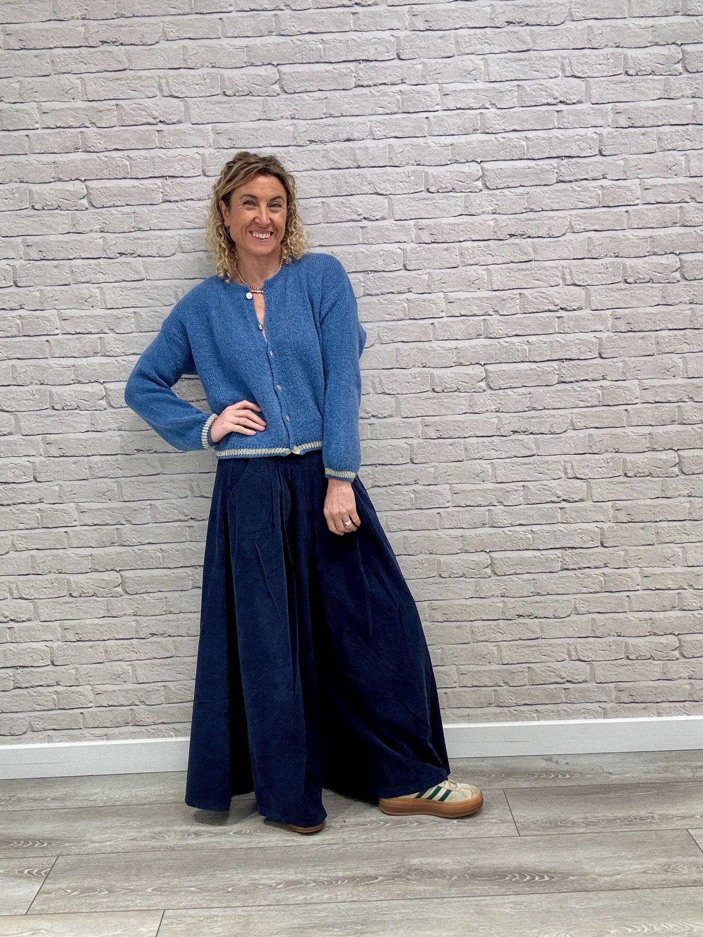 Soho Cord Palazzo Trousers | Navy