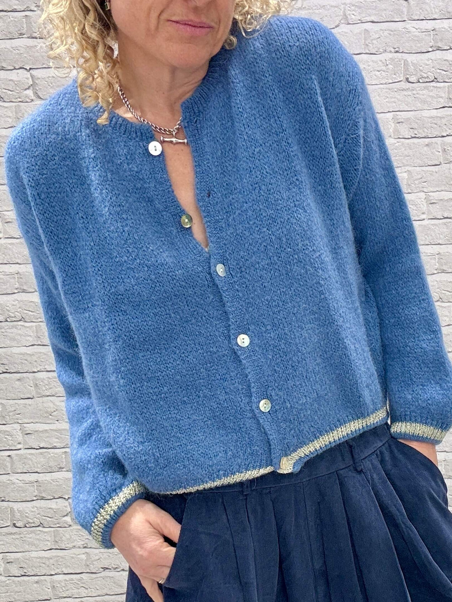 Long Sleeve Hamptons Cardigan | Denim & Gold (NEW)