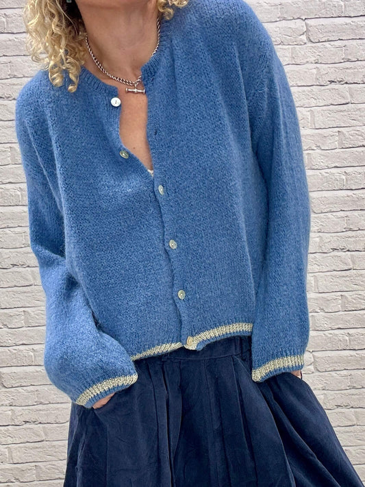 Long Sleeve Hamptons Cardigan | Denim & Gold (NEW)
