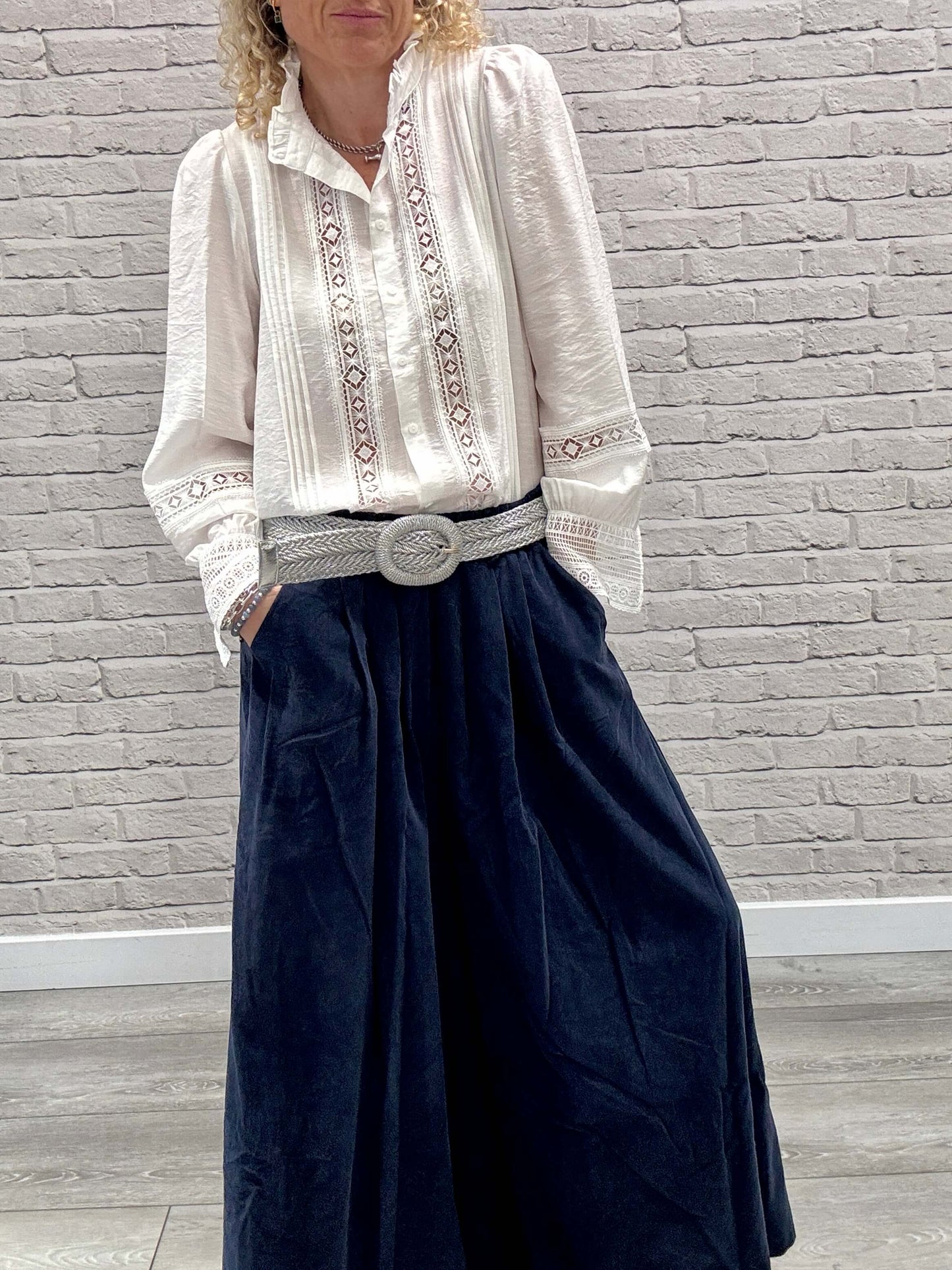 Soho Cord Palazzo Trousers | Navy