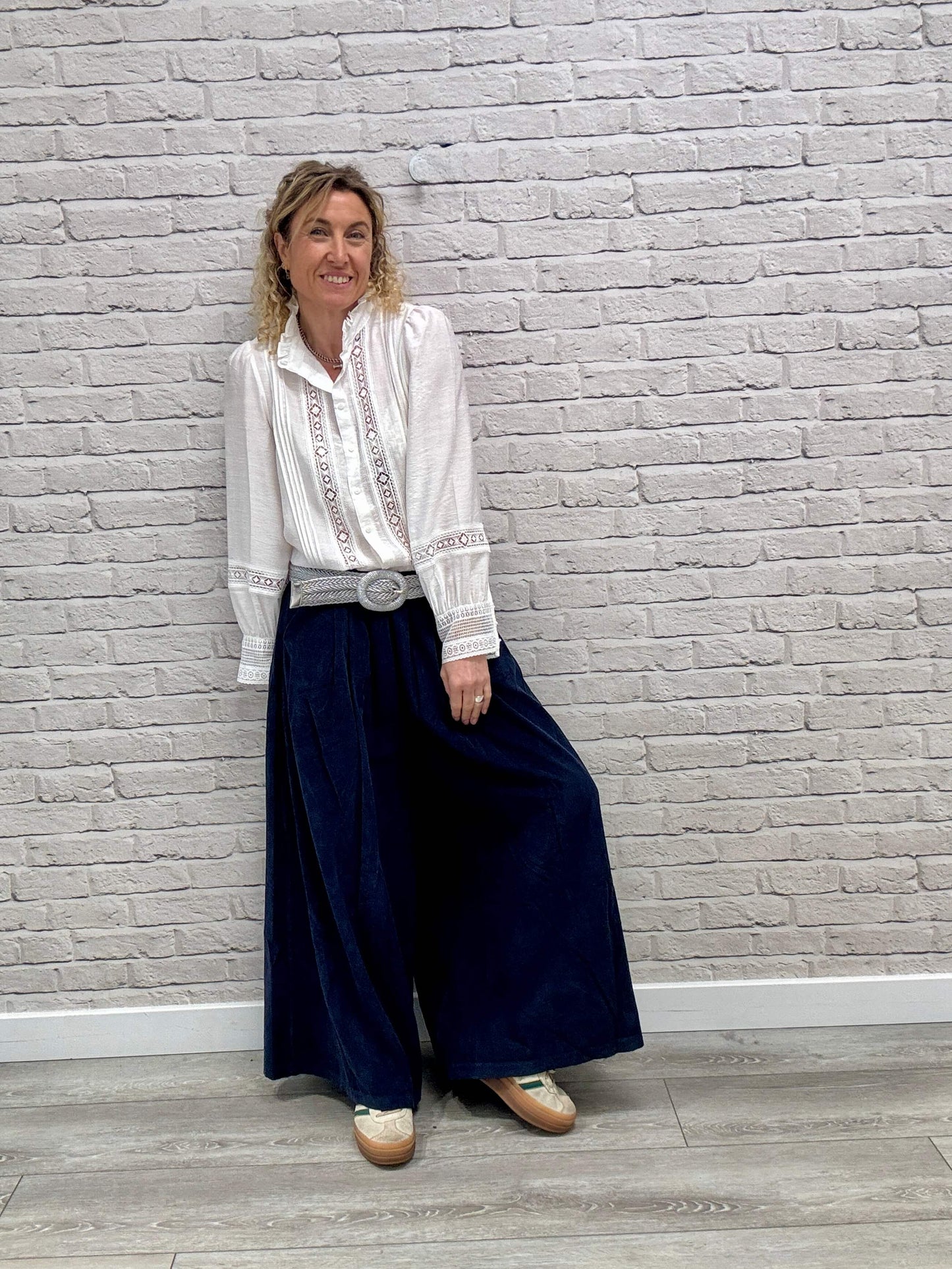 Soho Cord Palazzo Trousers | Navy