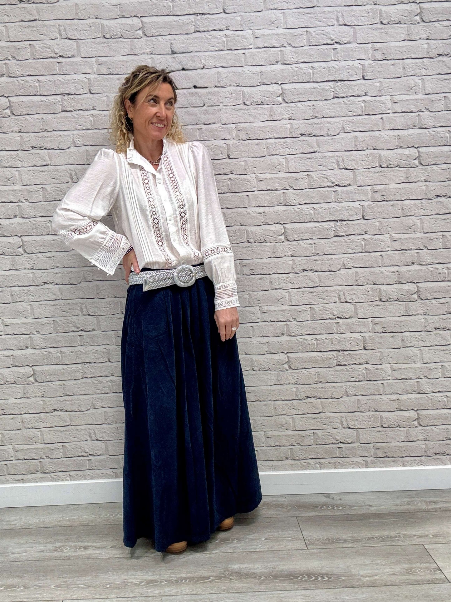 Soho Cord Palazzo Trousers | Navy