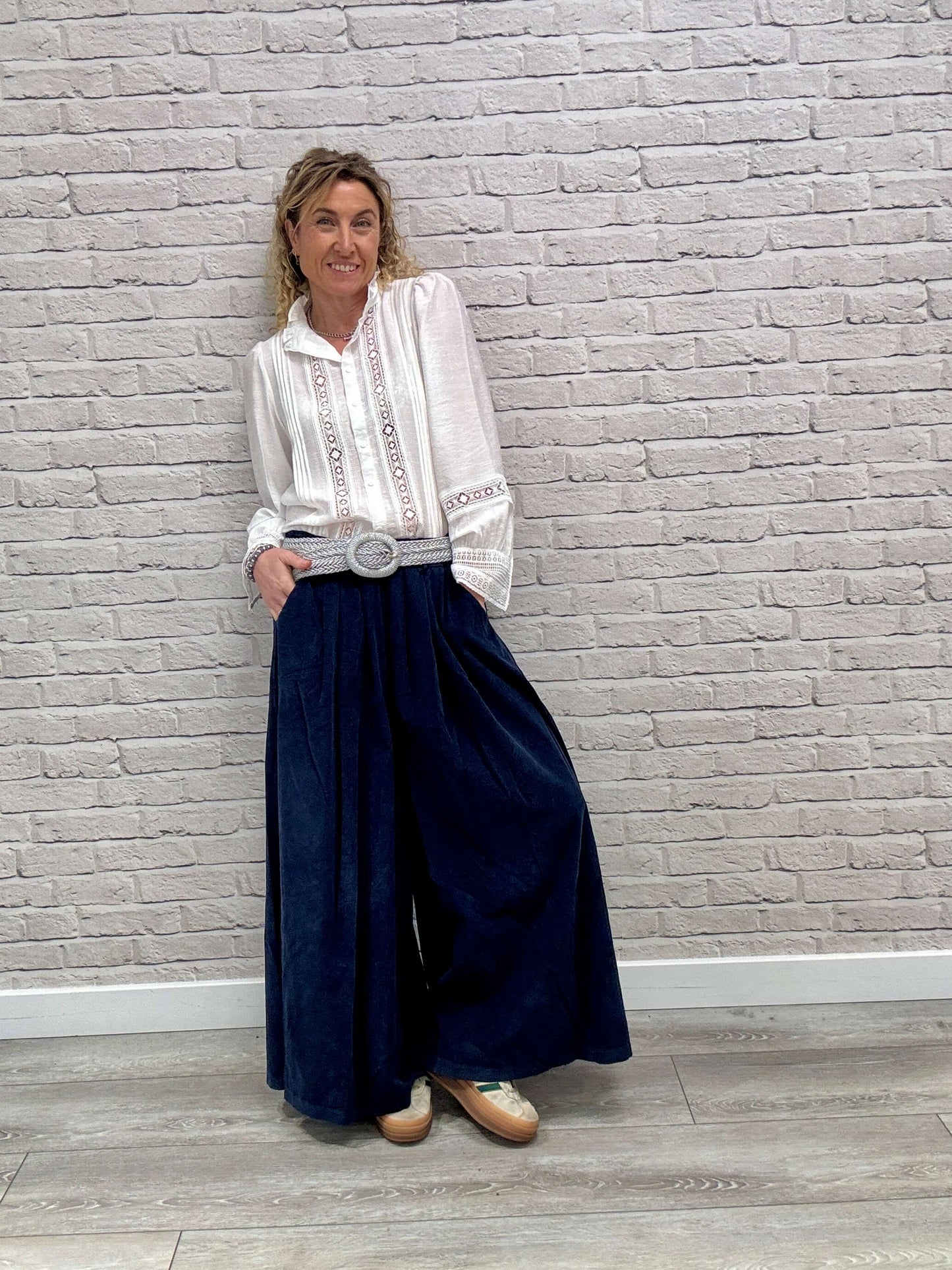 Soho Cord Palazzo Trousers | Navy