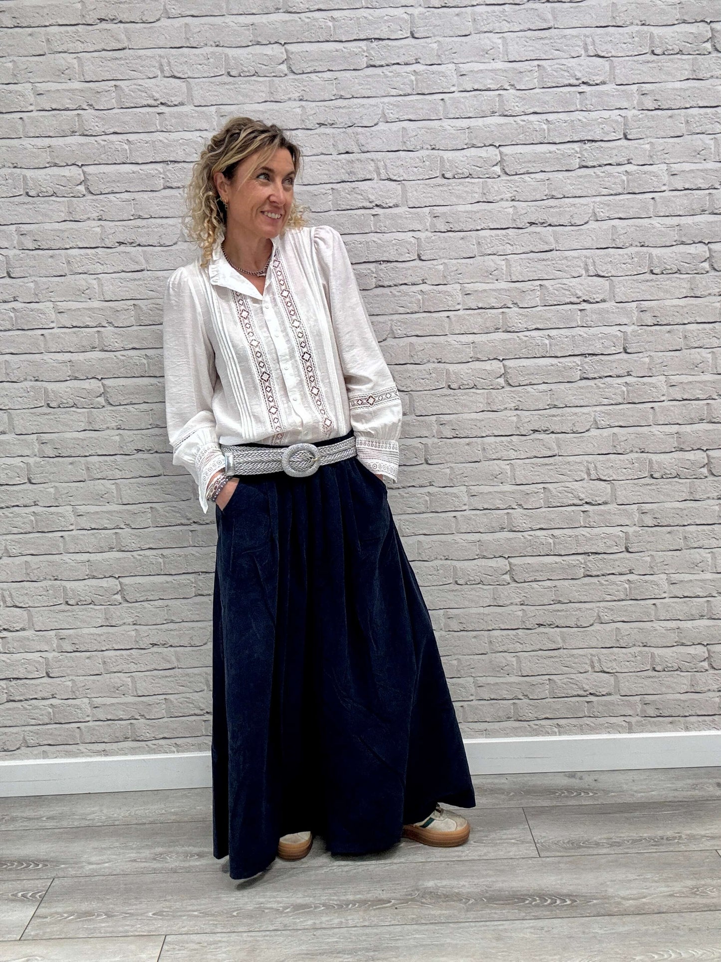Soho Cord Palazzo Trousers | Navy