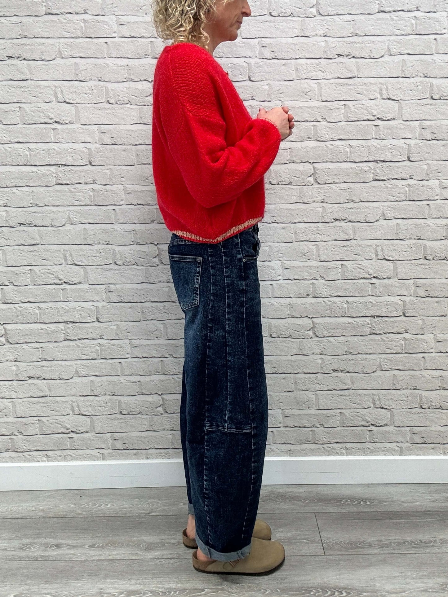 Long Sleeve Hamptons Cardigan | Red & Gold (NEW)