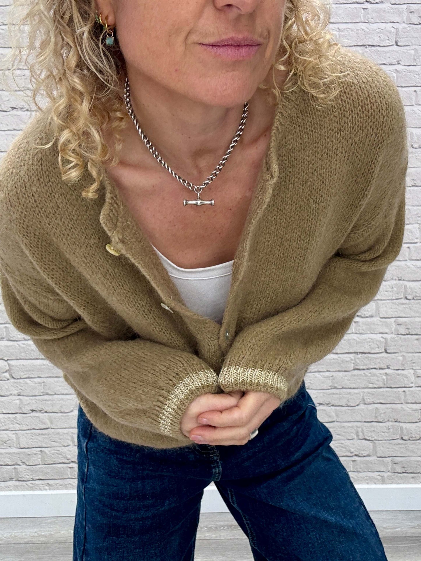 Long Sleeve Hamptons Cardigan | Toffee & Gold (NEW)