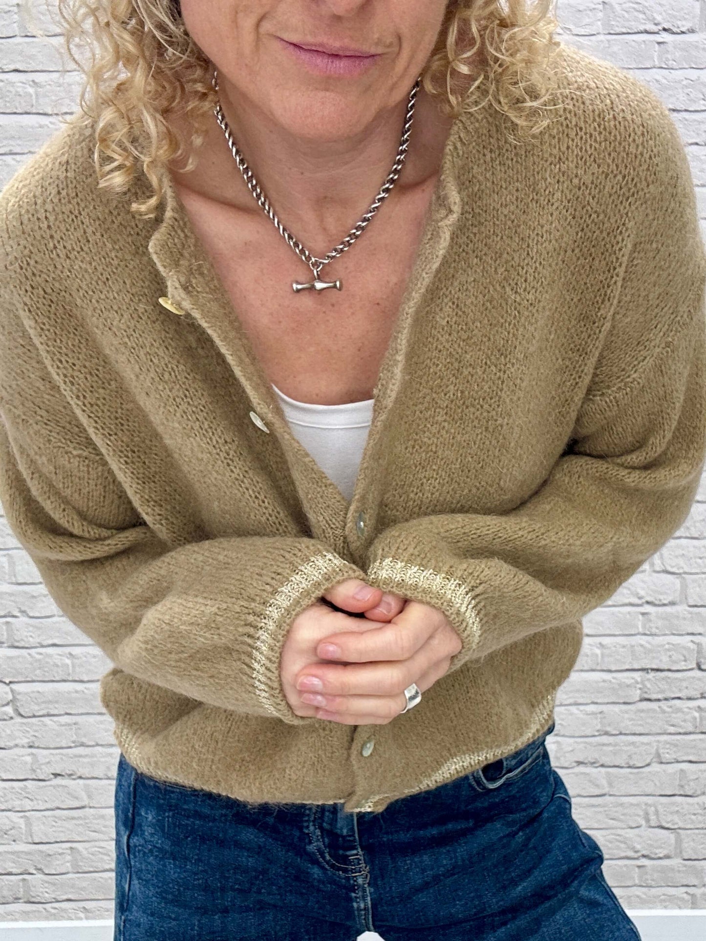 Long Sleeve Hamptons Cardigan | Toffee & Gold (NEW)