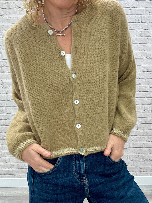 Long Sleeve Hamptons Cardigan | Toffee & Gold (NEW)