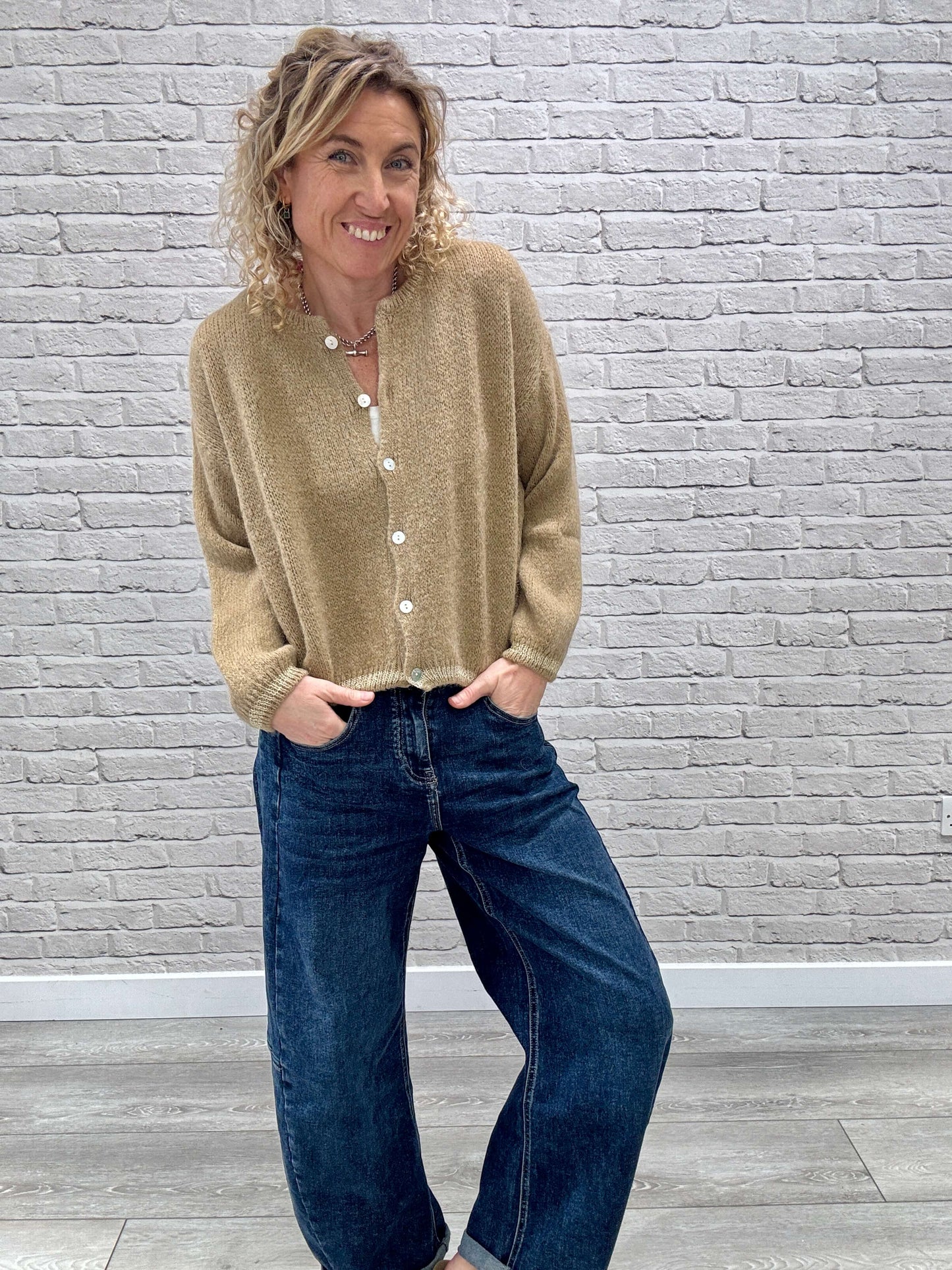 Long Sleeve Hamptons Cardigan | Toffee & Gold (NEW)