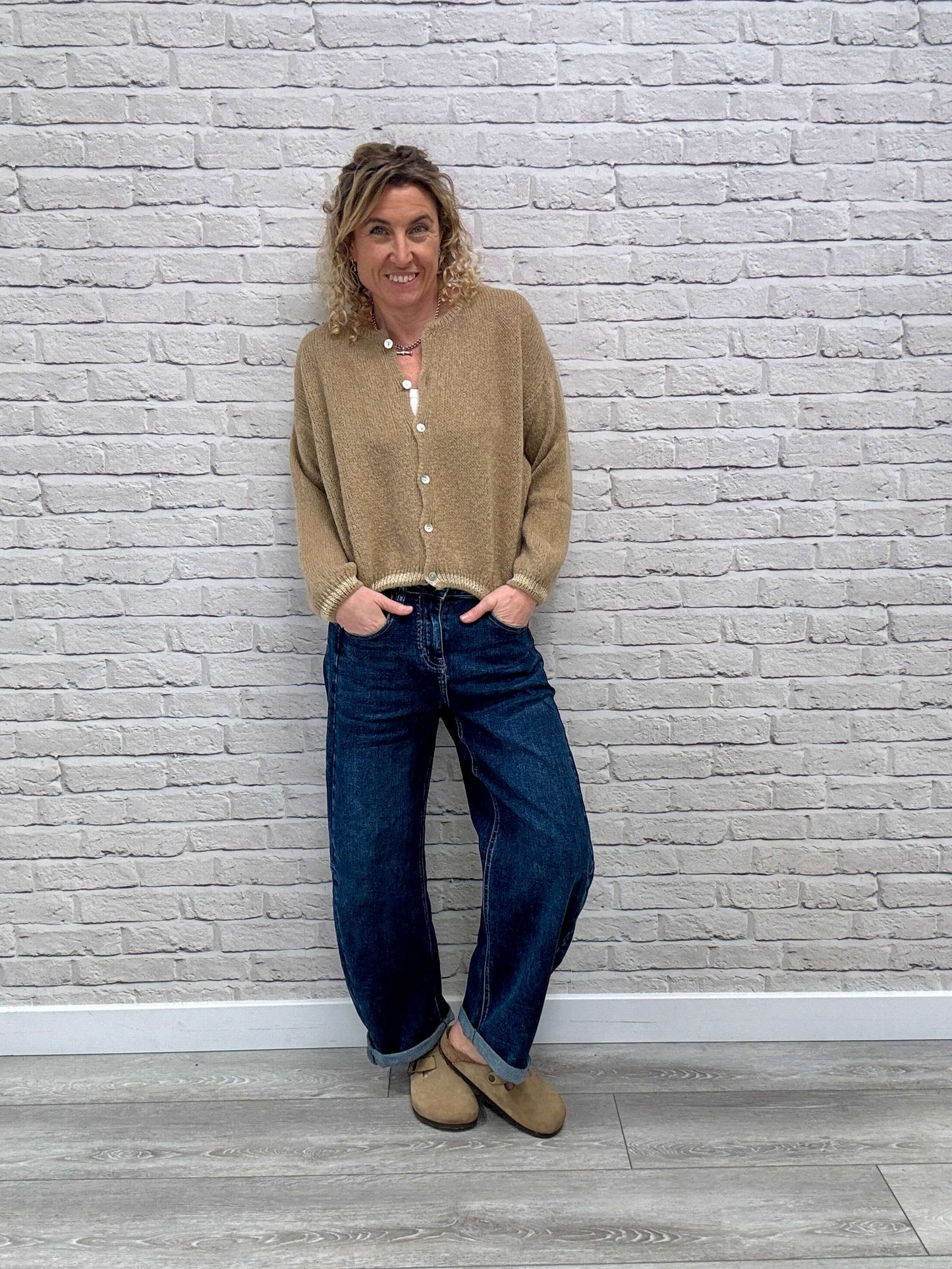 Long Sleeve Hamptons Cardigan | Toffee & Gold (NEW)