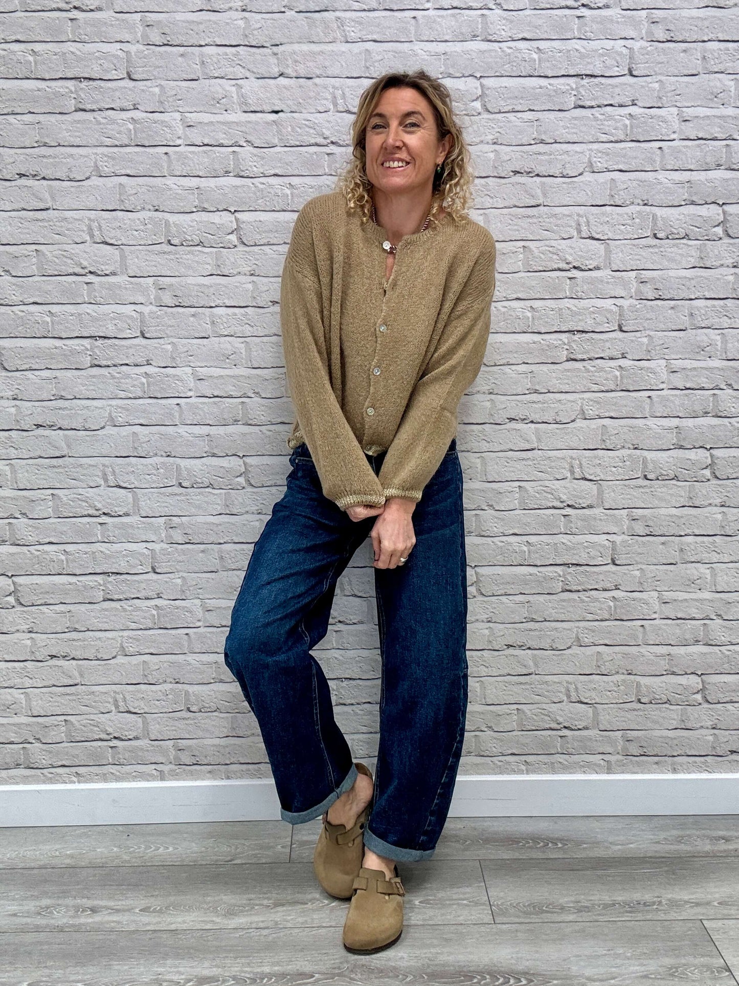 Long Sleeve Hamptons Cardigan | Toffee & Gold (NEW)