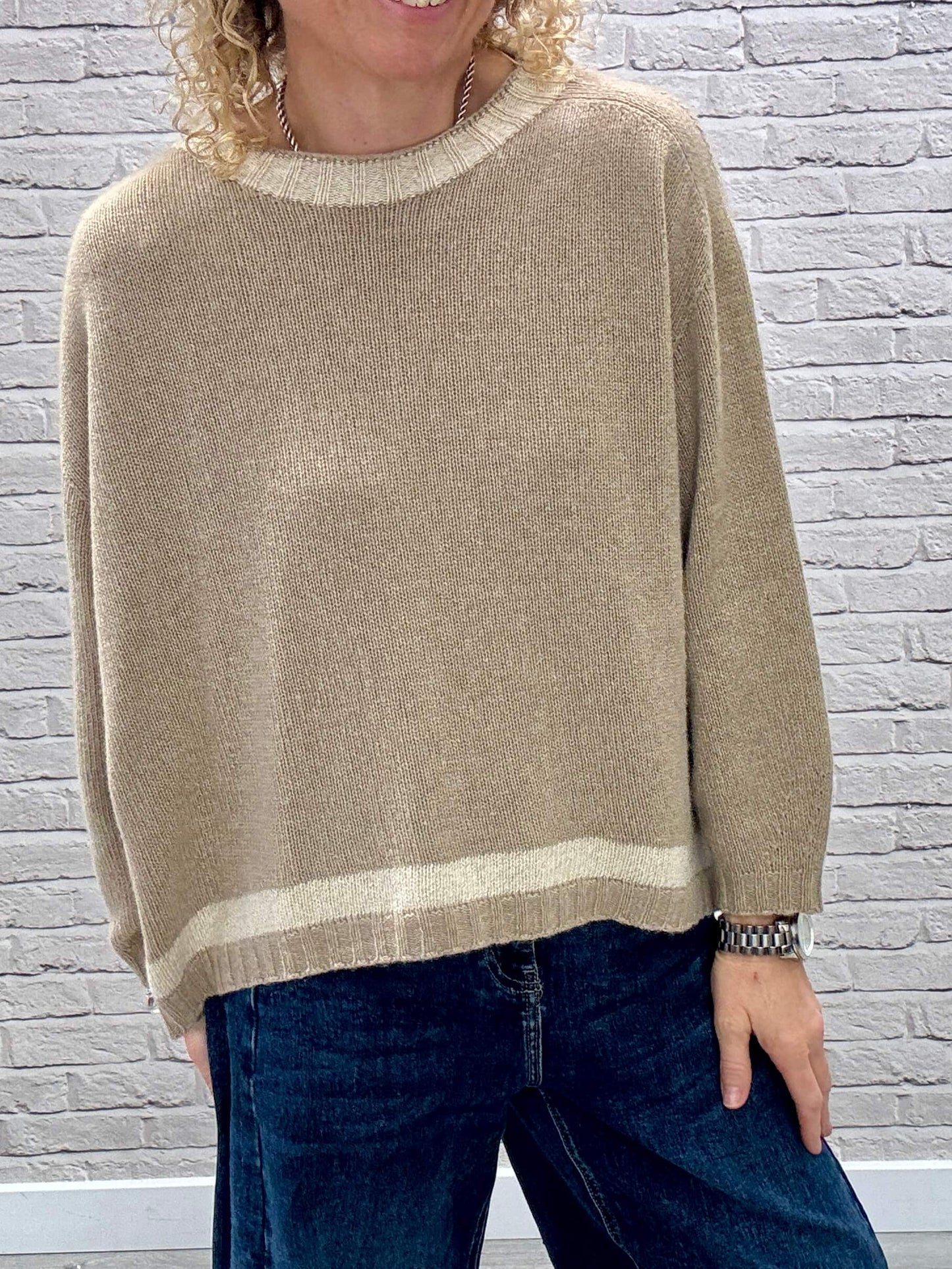 Cashmere Blend Sparkle Knit | Biscuit & Gold