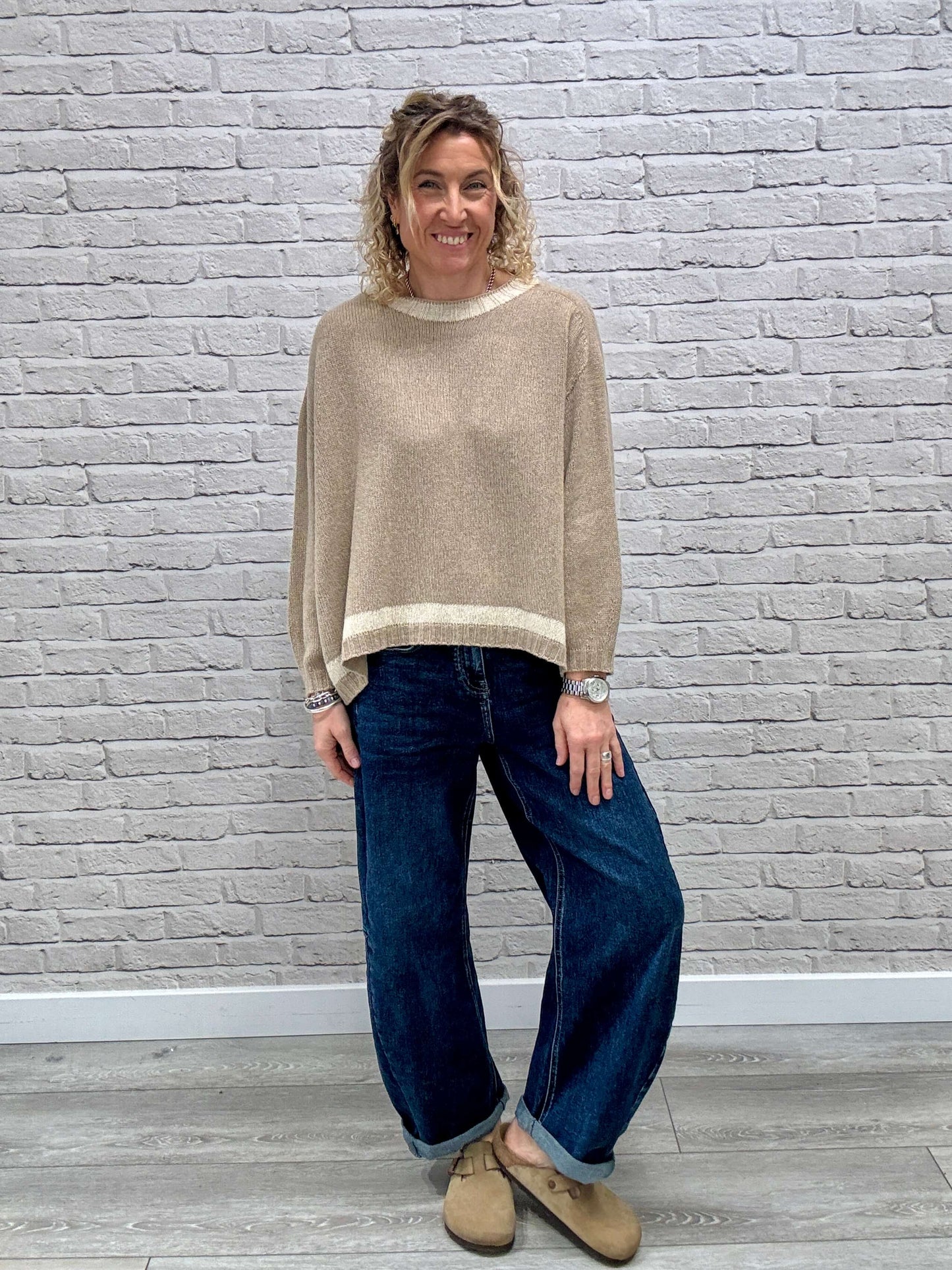 Cashmere Blend Sparkle Knit | Biscuit & Gold