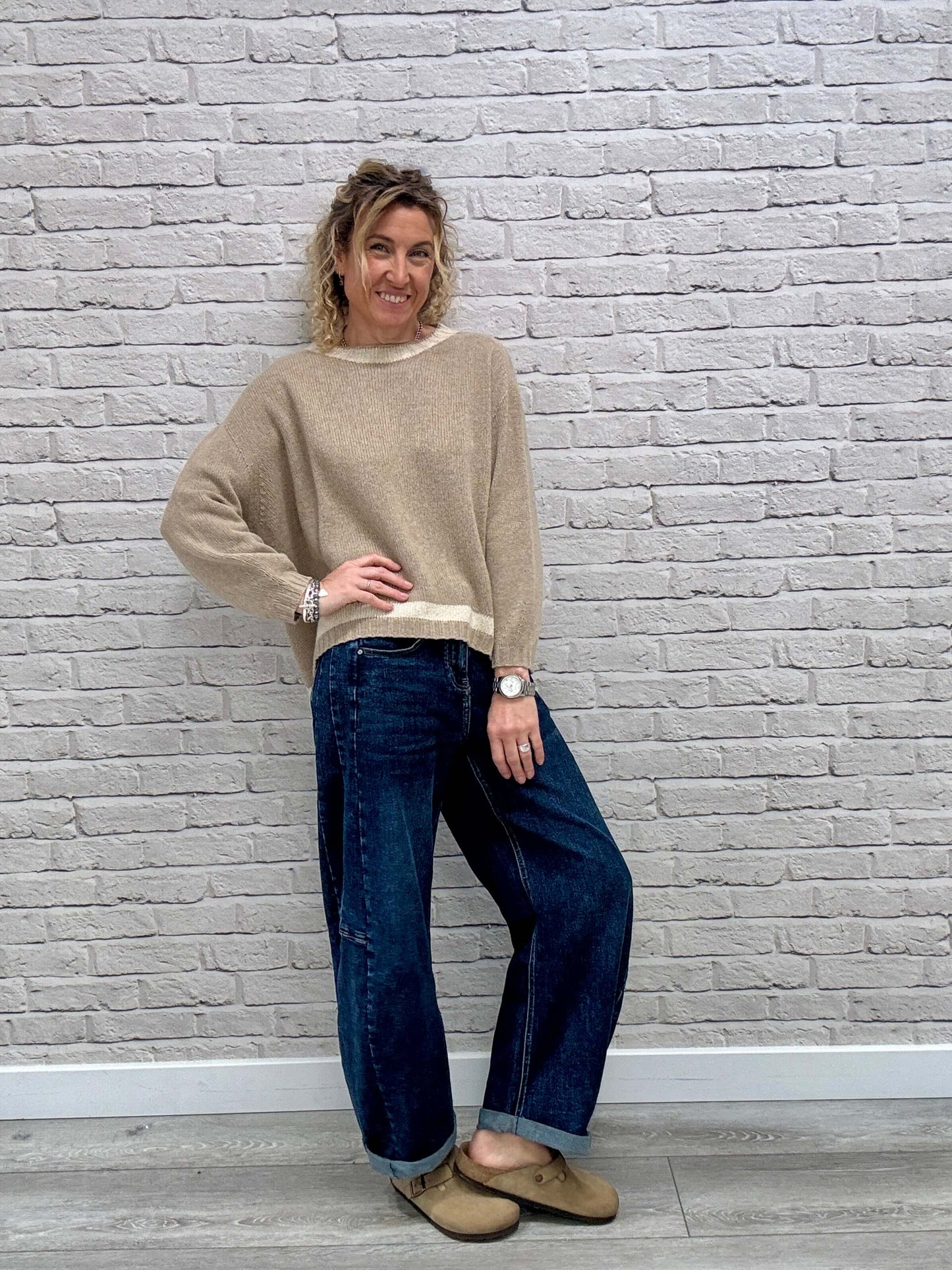 Cashmere Blend Sparkle Knit | Biscuit & Gold