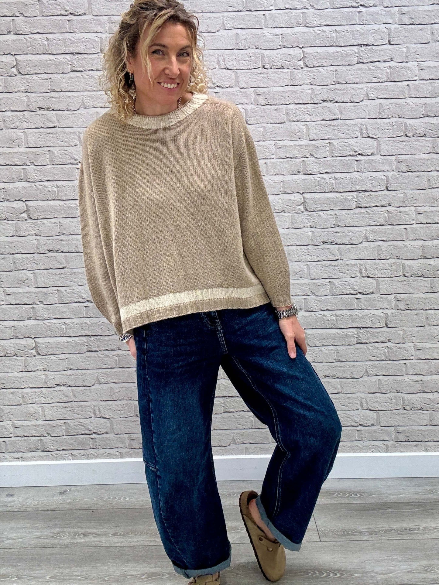 Cashmere Blend Sparkle Knit | Biscuit & Gold