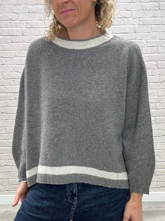 Cashmere Blend Sparkle Knit | Grey & Silver