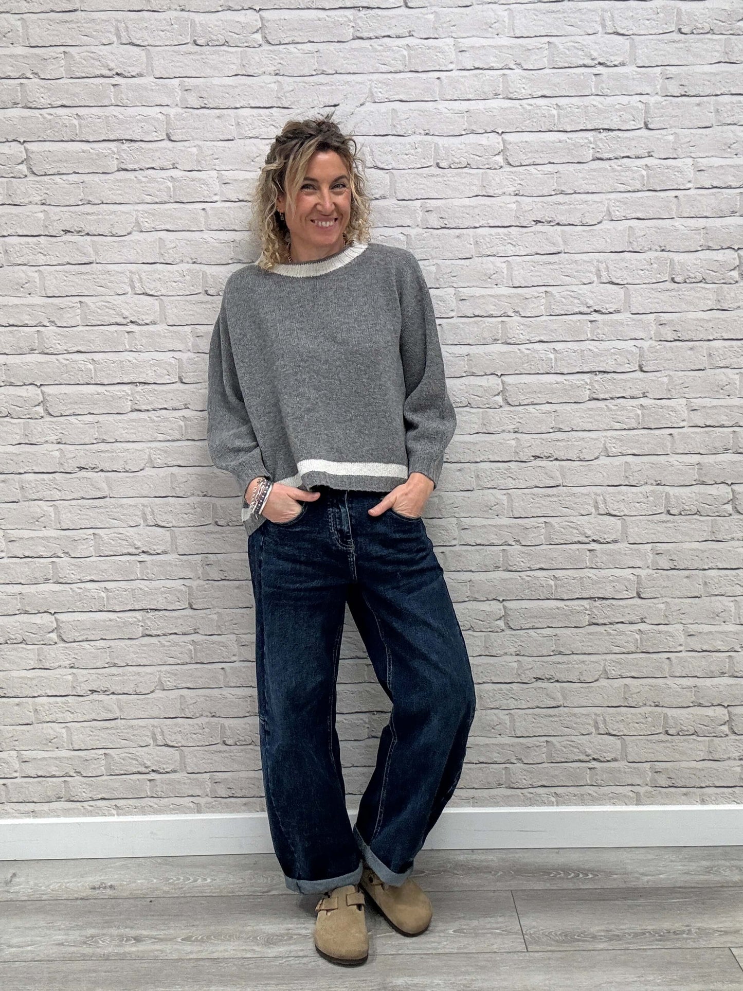 Cashmere Blend Sparkle Knit | Grey & Silver