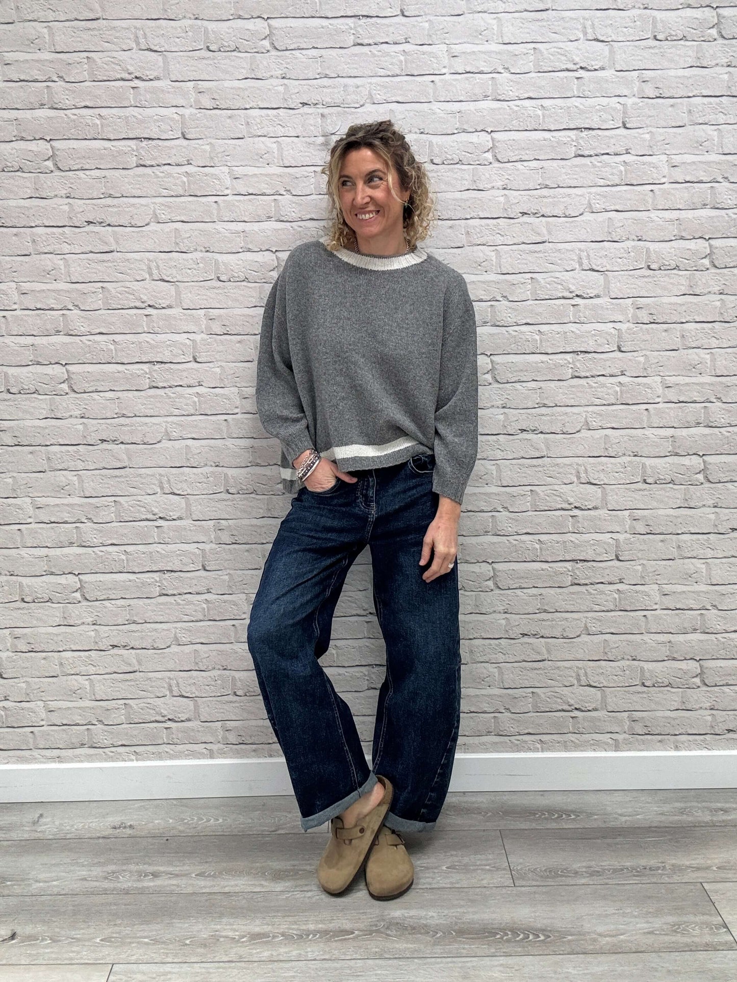 Cashmere Blend Sparkle Knit | Grey & Silver