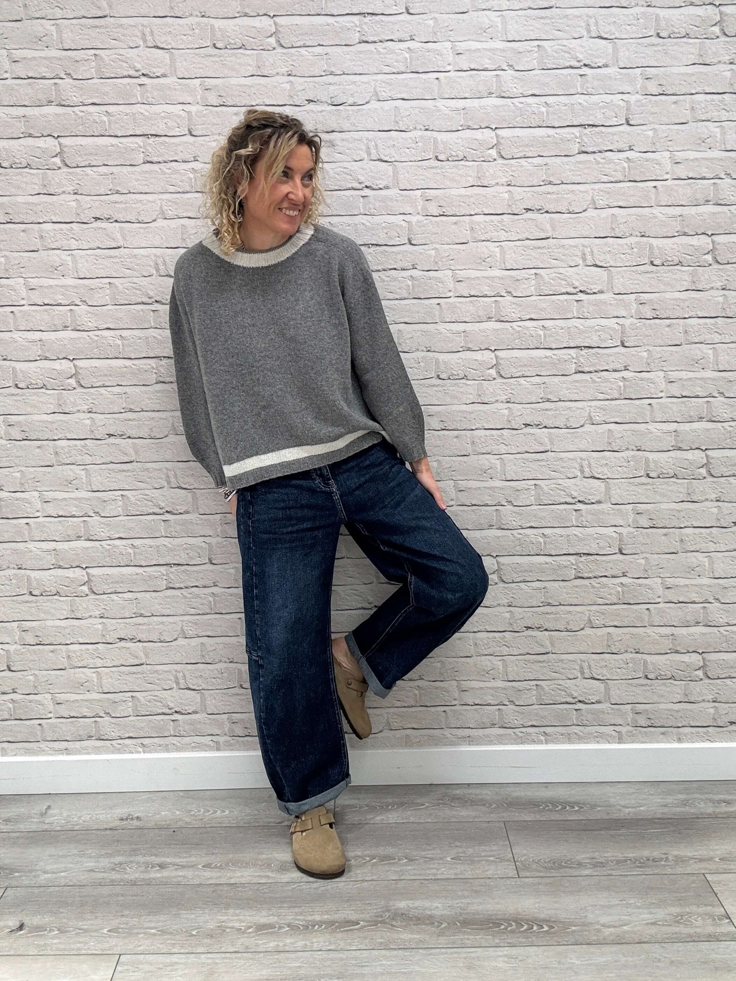 Cashmere Blend Sparkle Knit | Grey & Silver