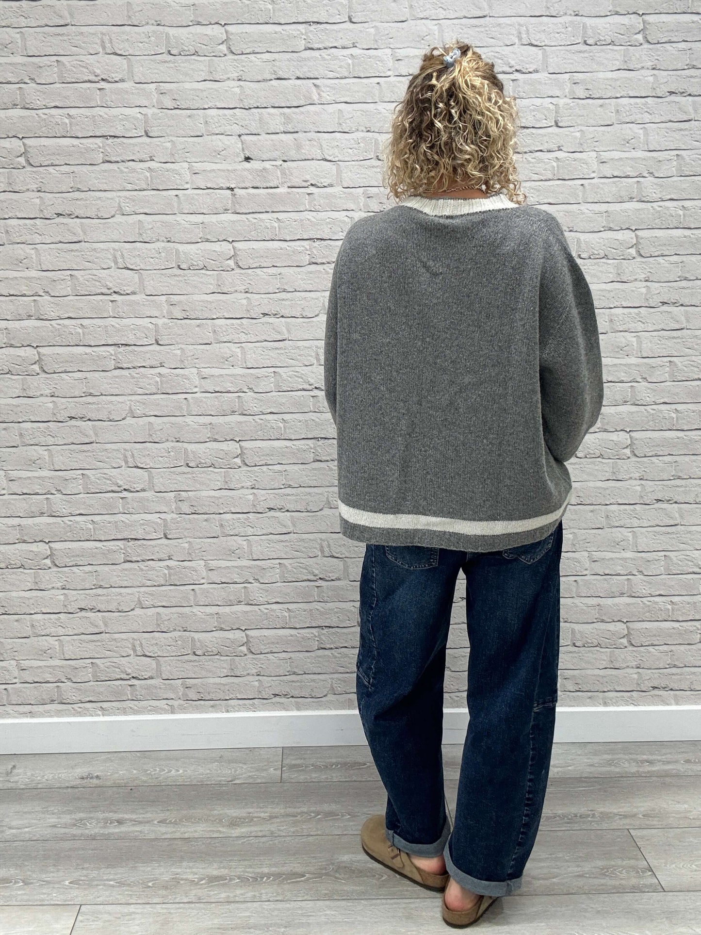 Cashmere Blend Sparkle Knit | Grey & Silver