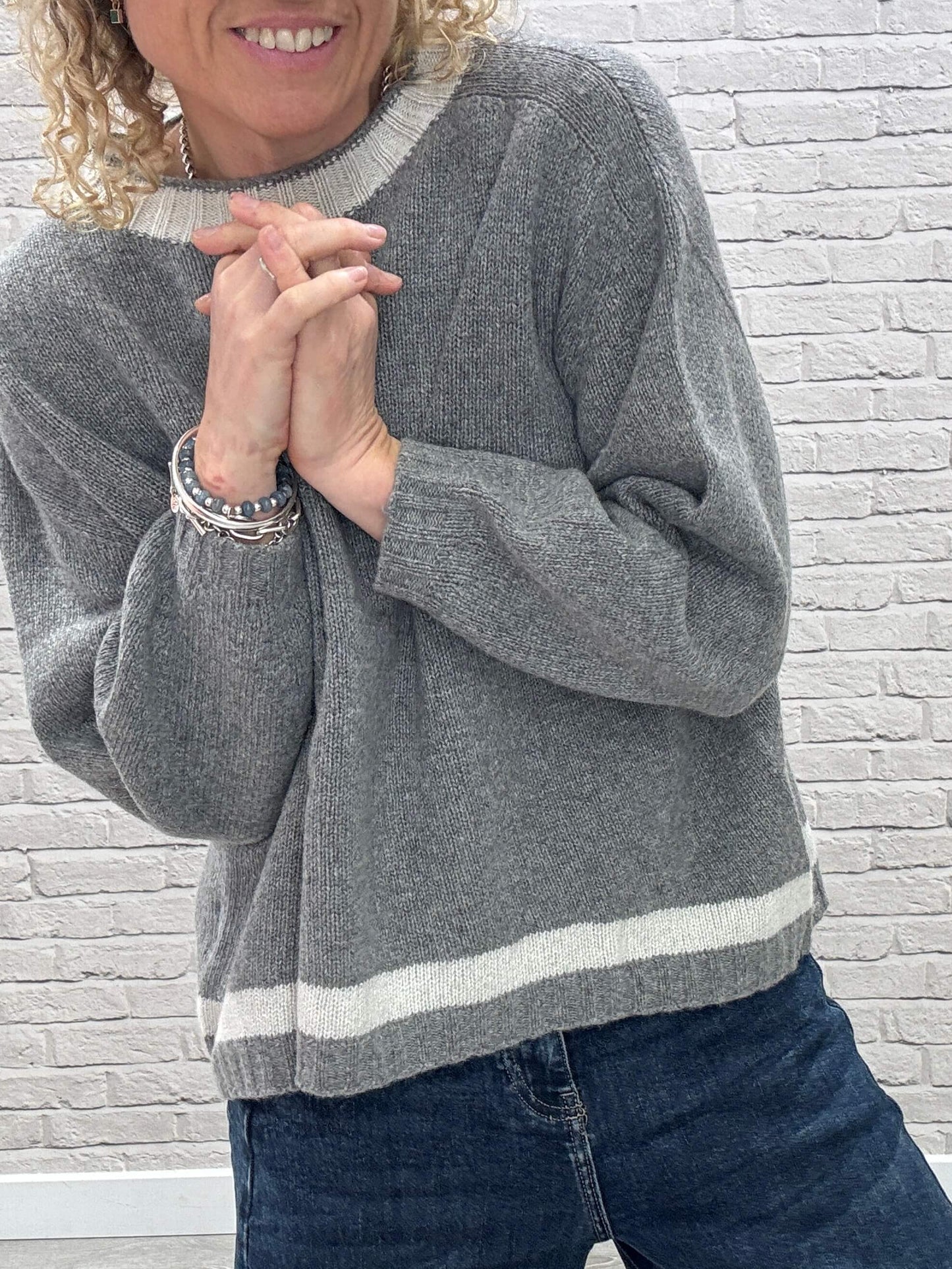 Cashmere Blend Sparkle Knit | Grey & Silver