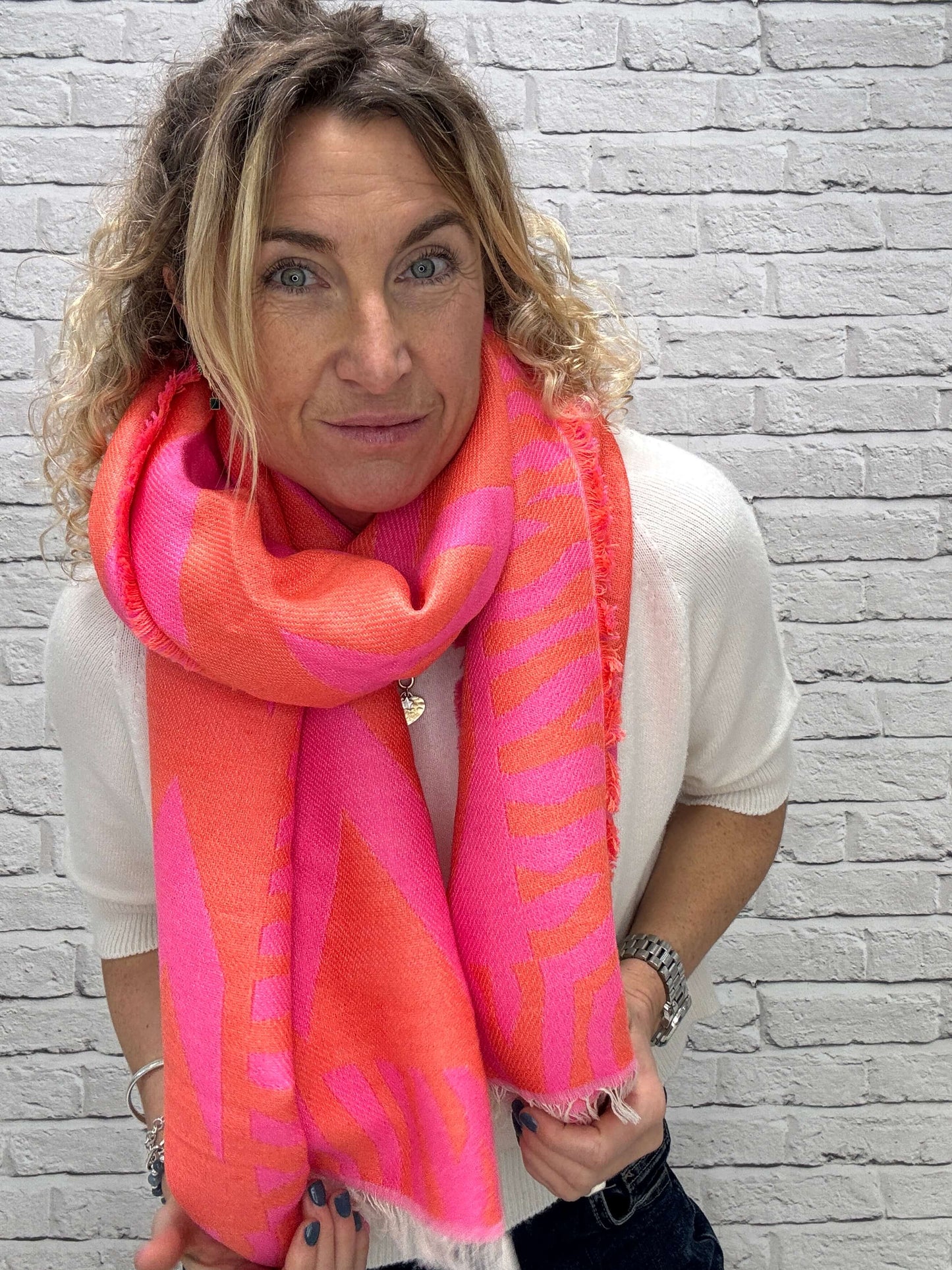 Pink & Orange ZigZag Scarf