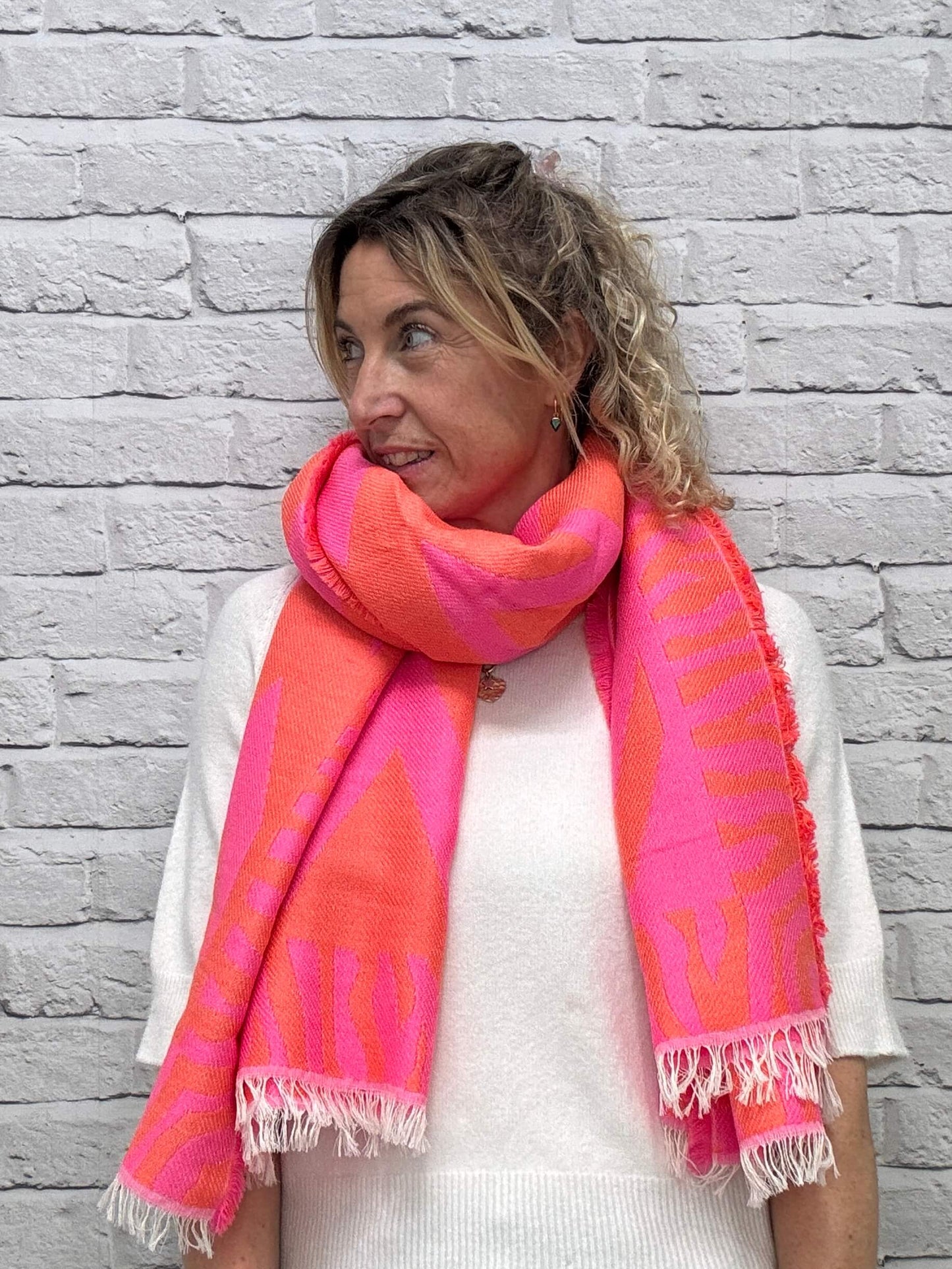 Pink & Orange ZigZag Scarf