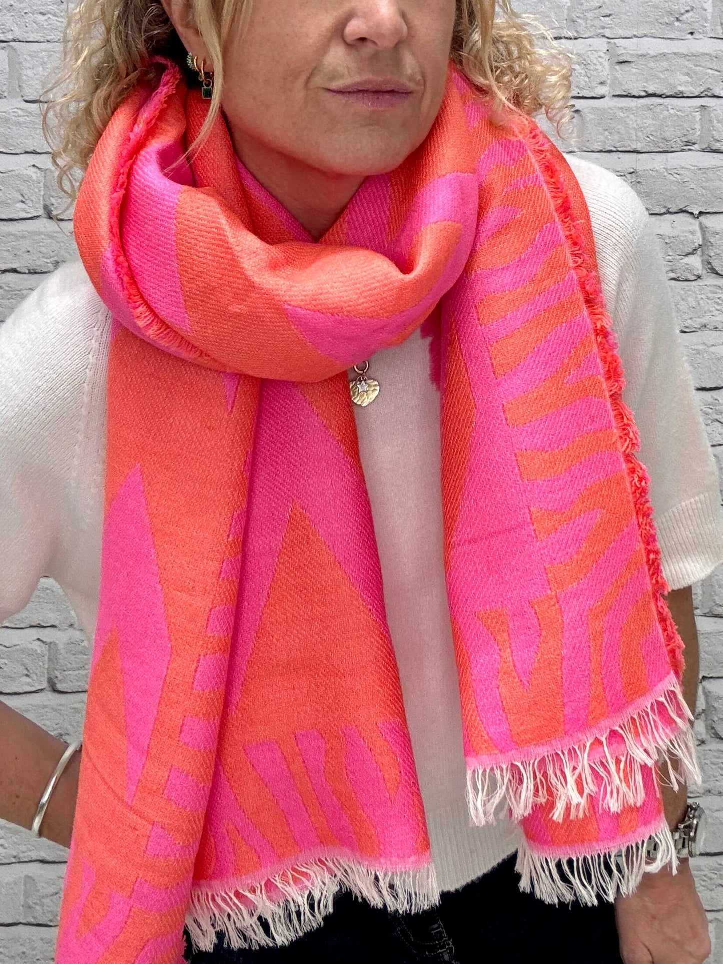 Pink & Orange ZigZag Scarf