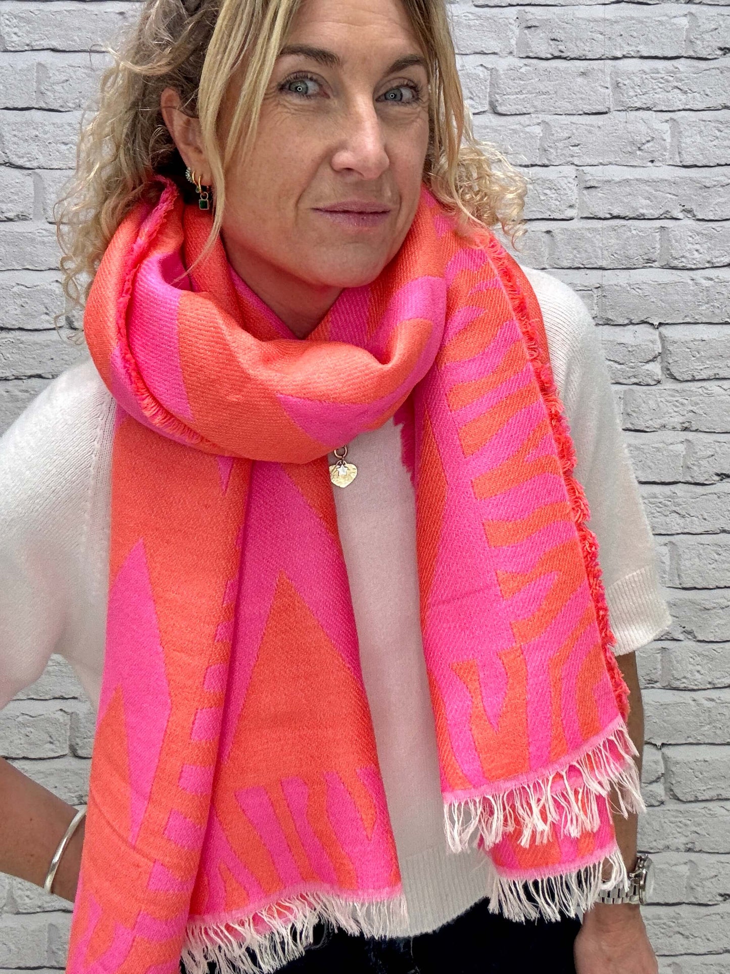 Pink & Orange ZigZag Scarf