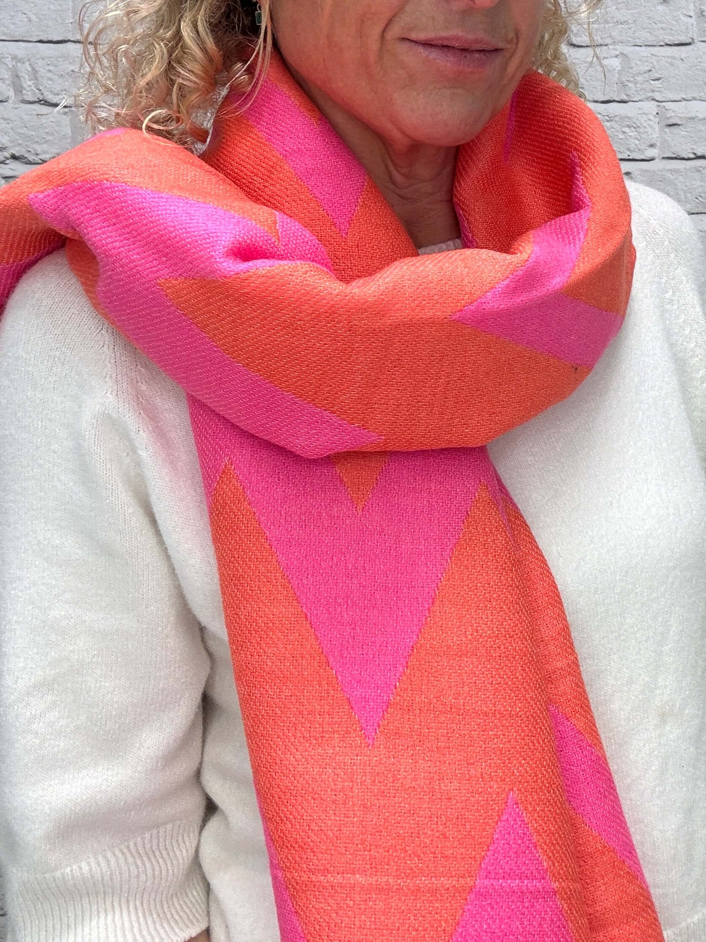 Pink & Orange ZigZag Scarf