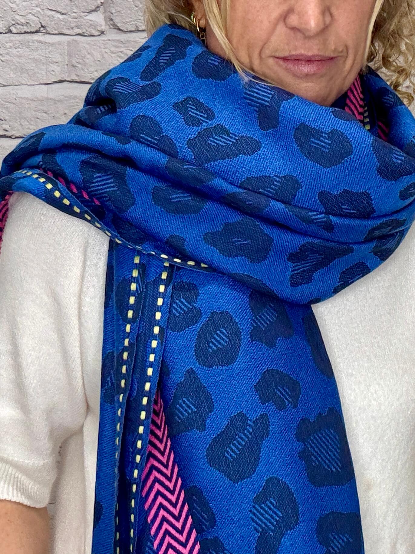 Blue Leopard Scarf