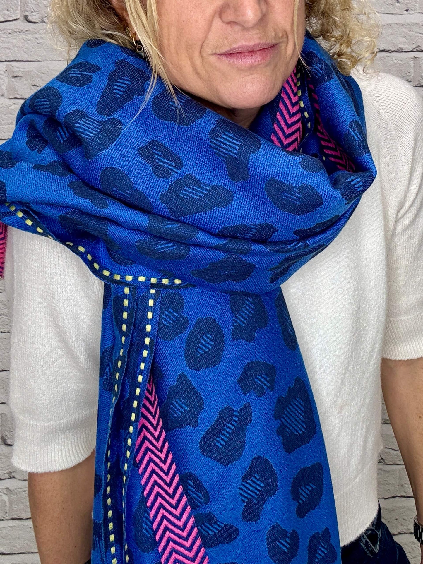 Blue Leopard Scarf