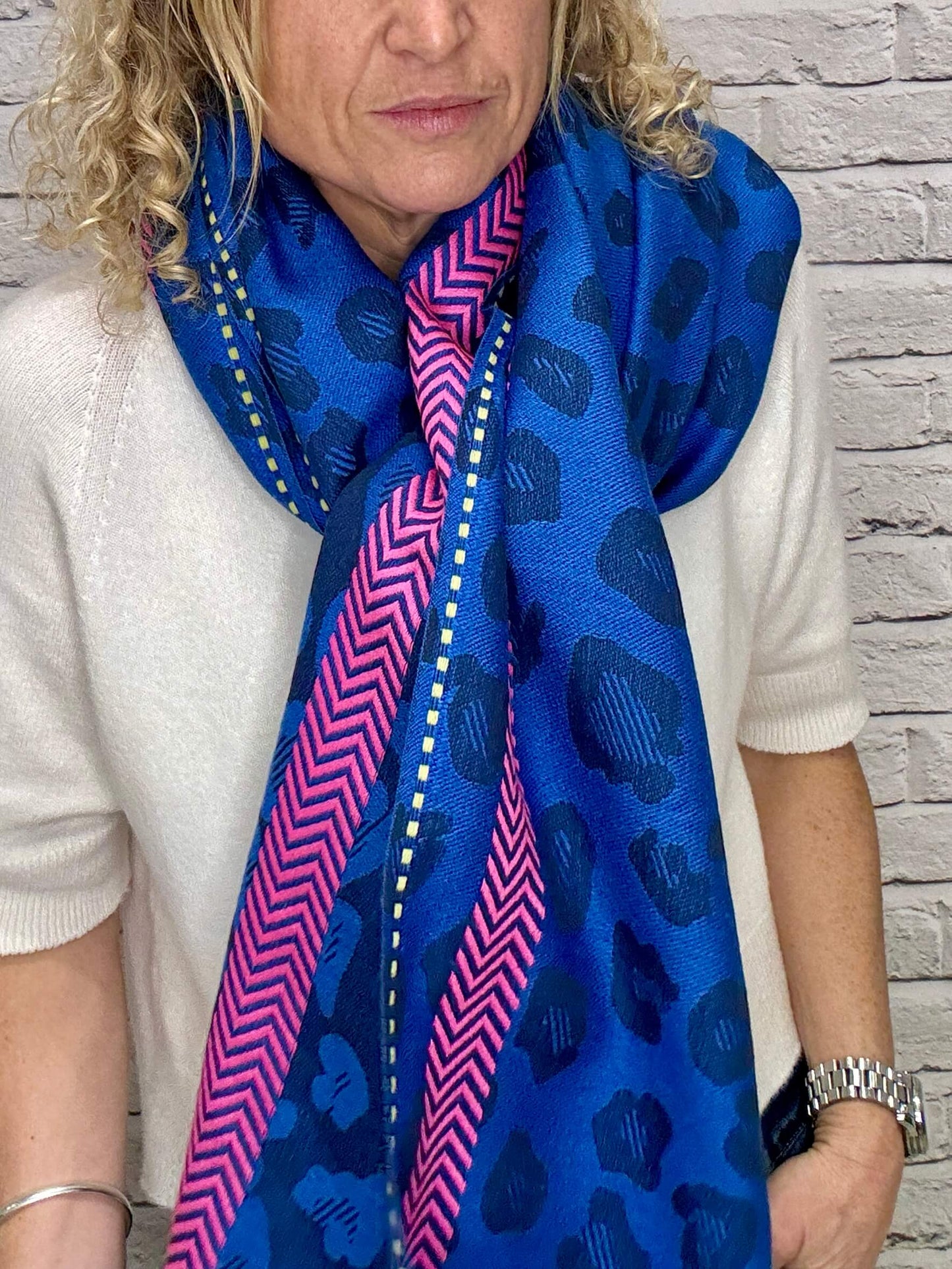Blue Leopard Scarf