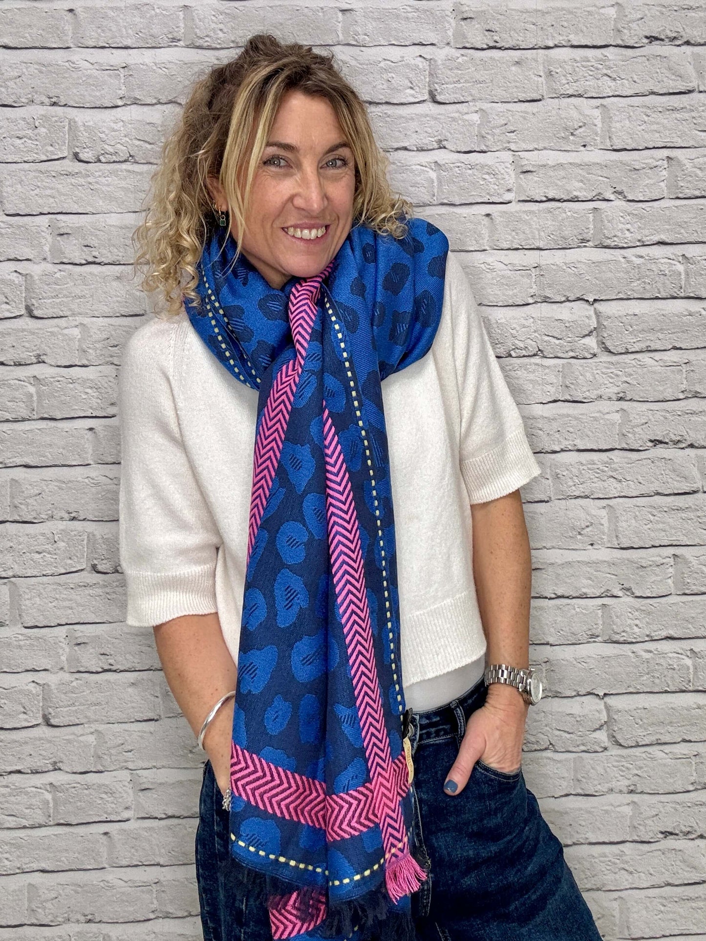 Blue Leopard Scarf