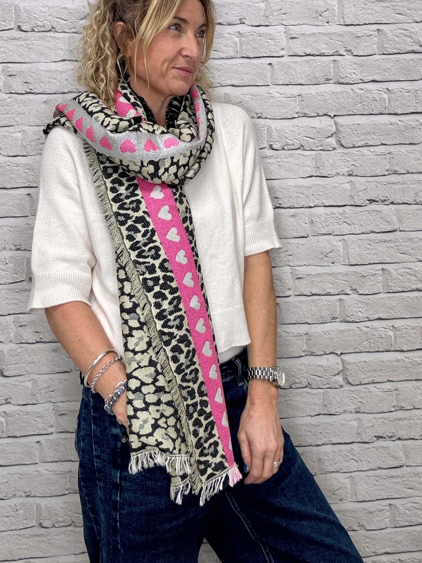 Cheetah Hearts Scarf