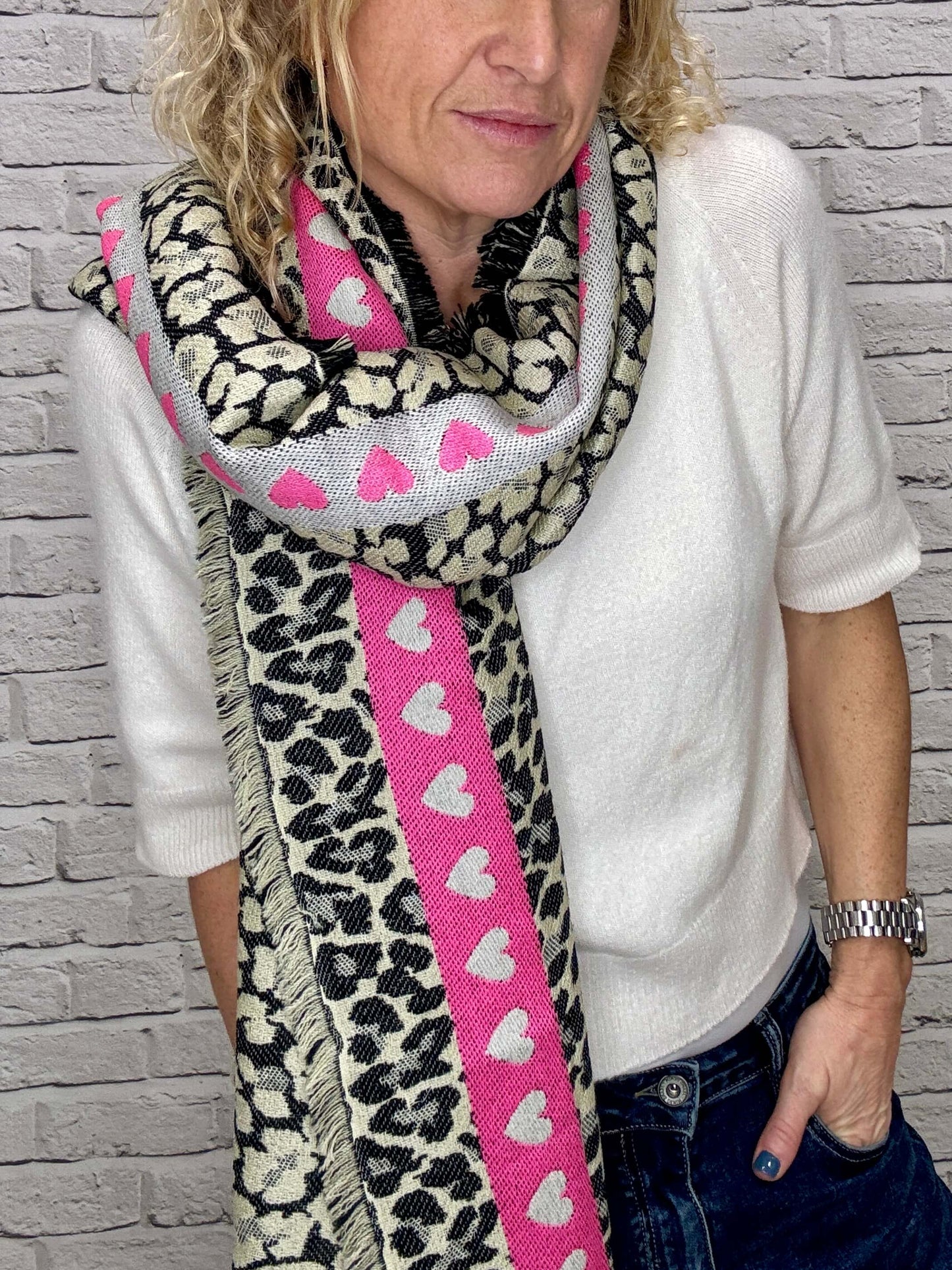 Cheetah Hearts Scarf