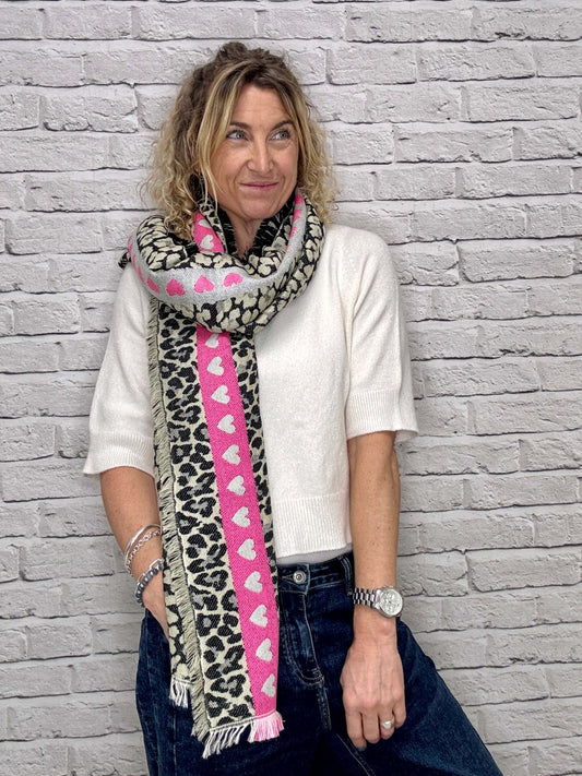 Cheetah Hearts Scarf