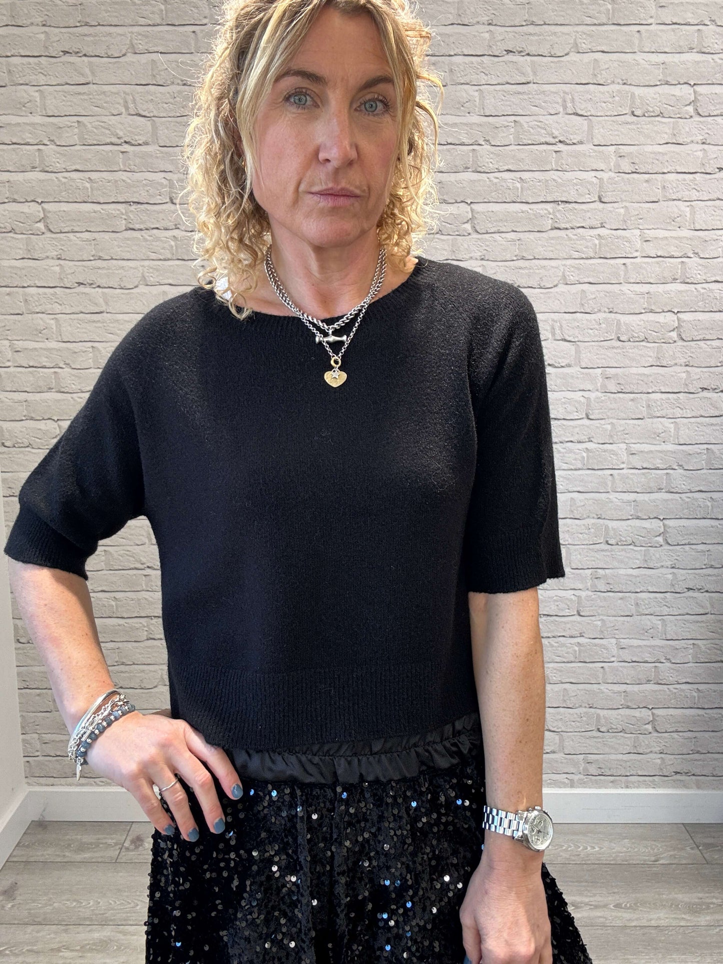 Lopez Velvet Sequin Maxi Skirt | Black