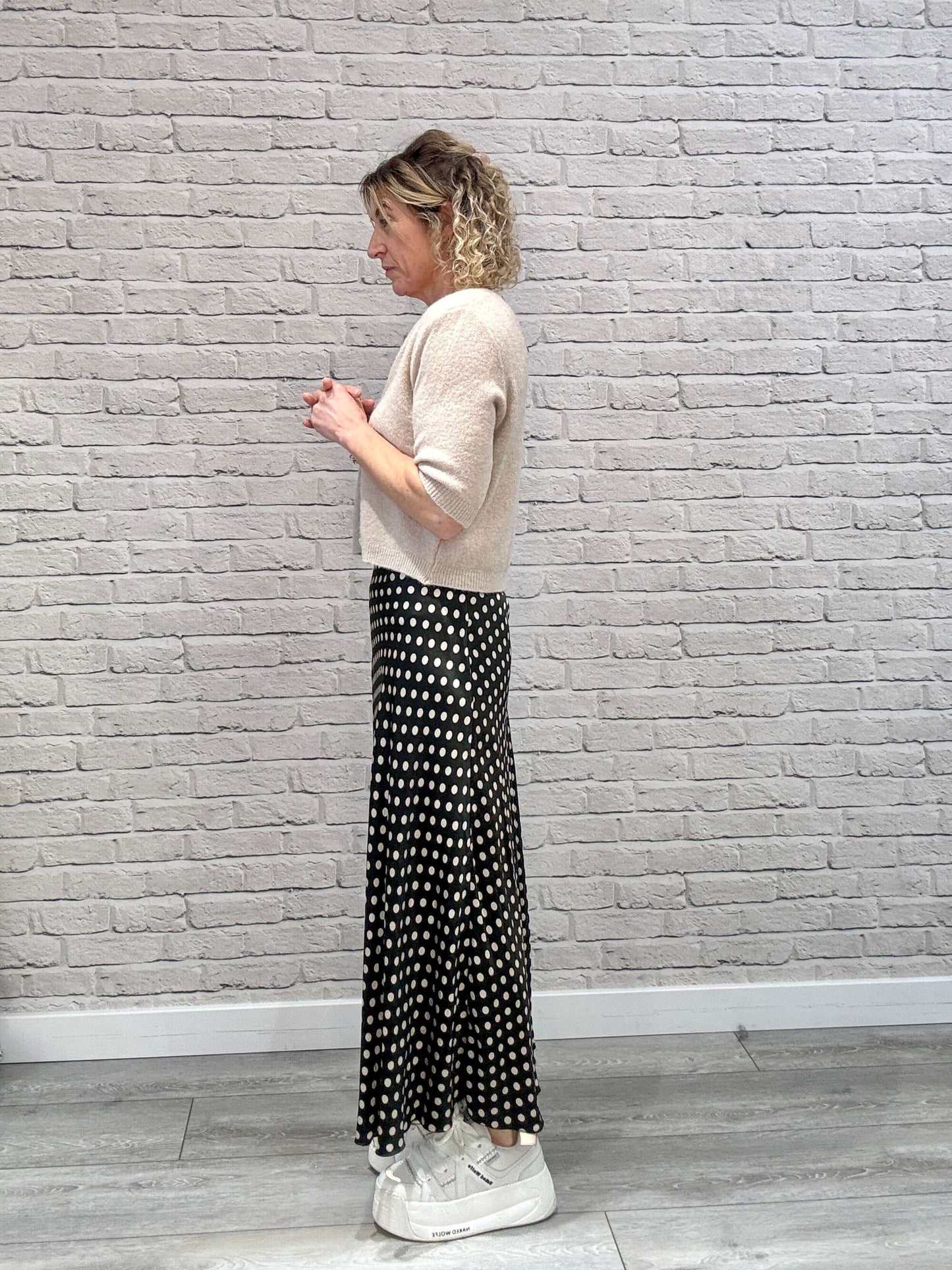 Dotty Satin Slip Skirt | Chocolate