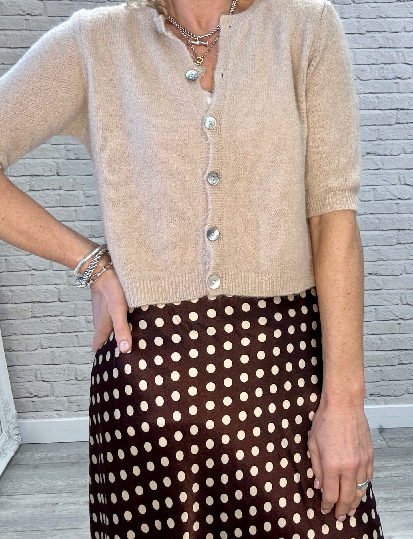 Dotty Satin Slip Skirt | Chocolate