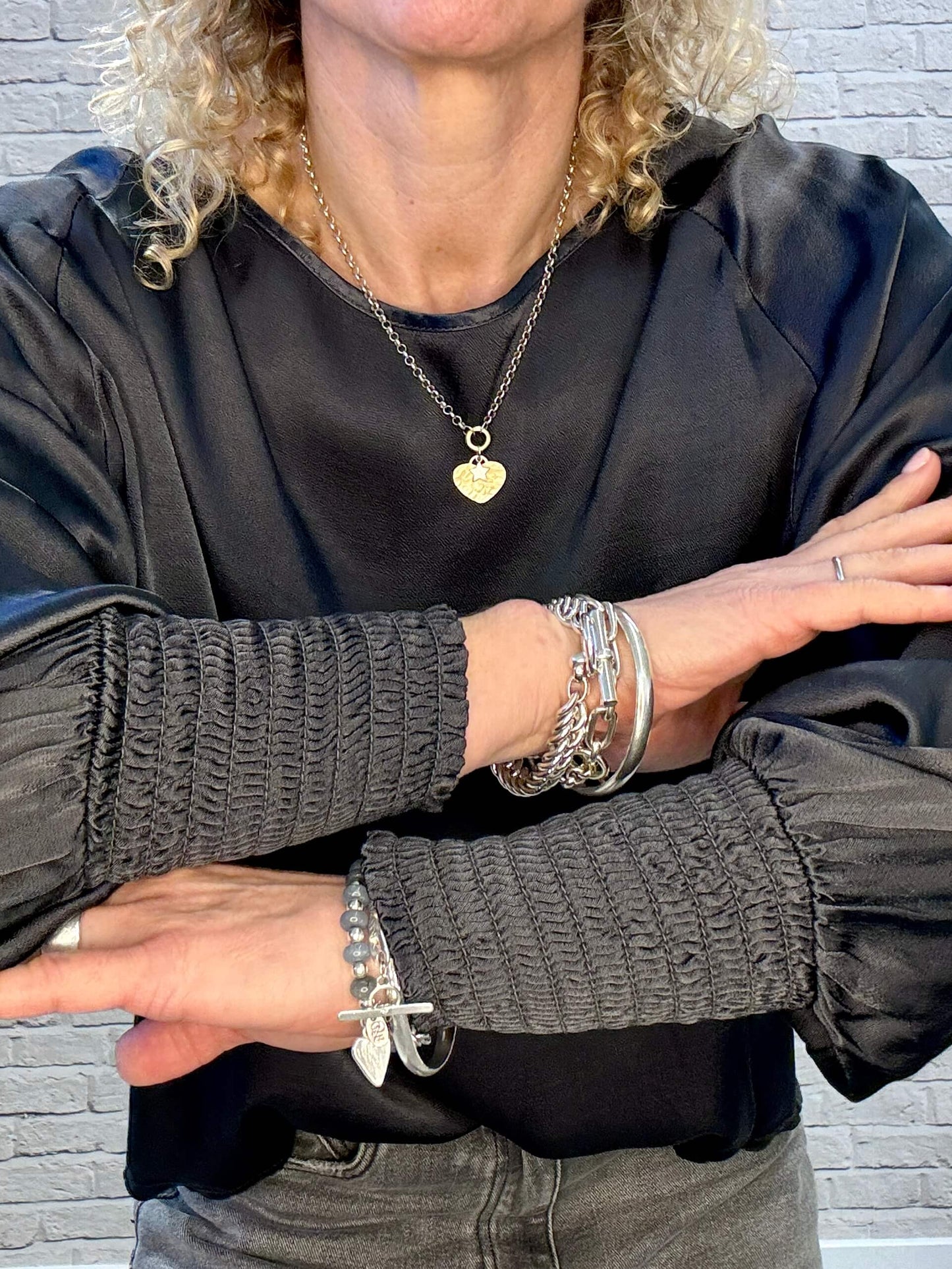 Sophia Satin Top | Charcoal