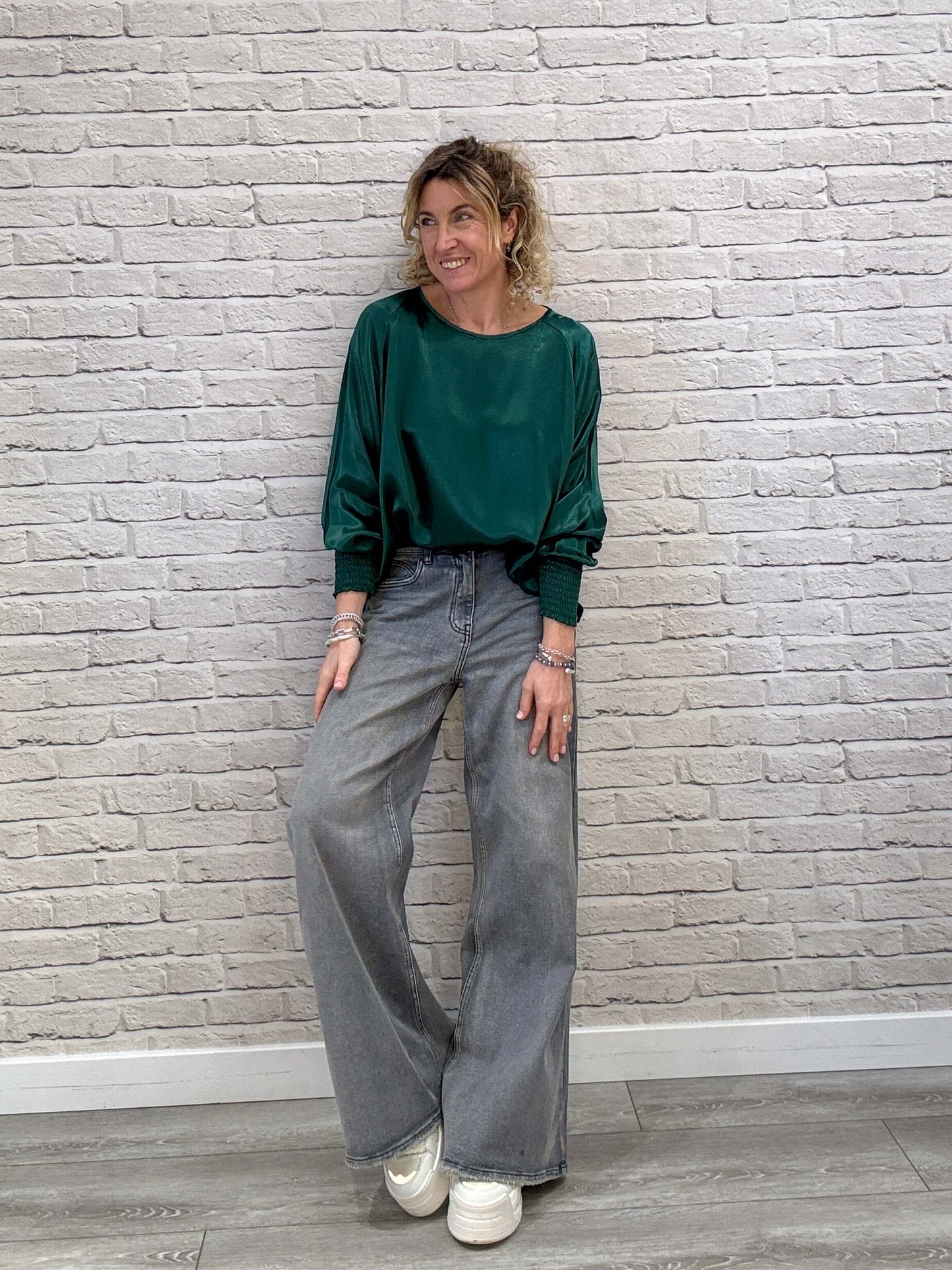 Sophia Satin Top | Forest