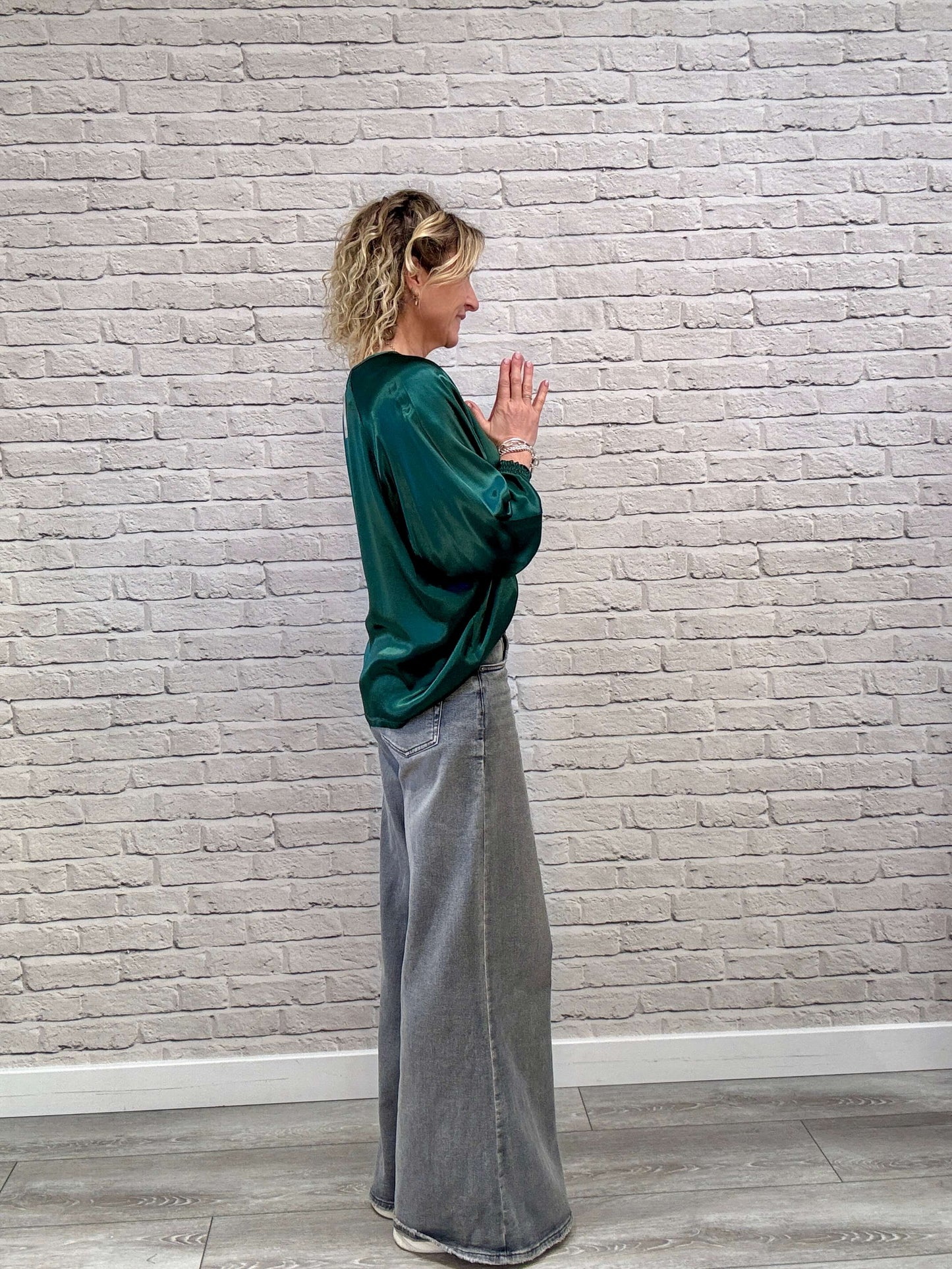 Sophia Satin Top | Forest