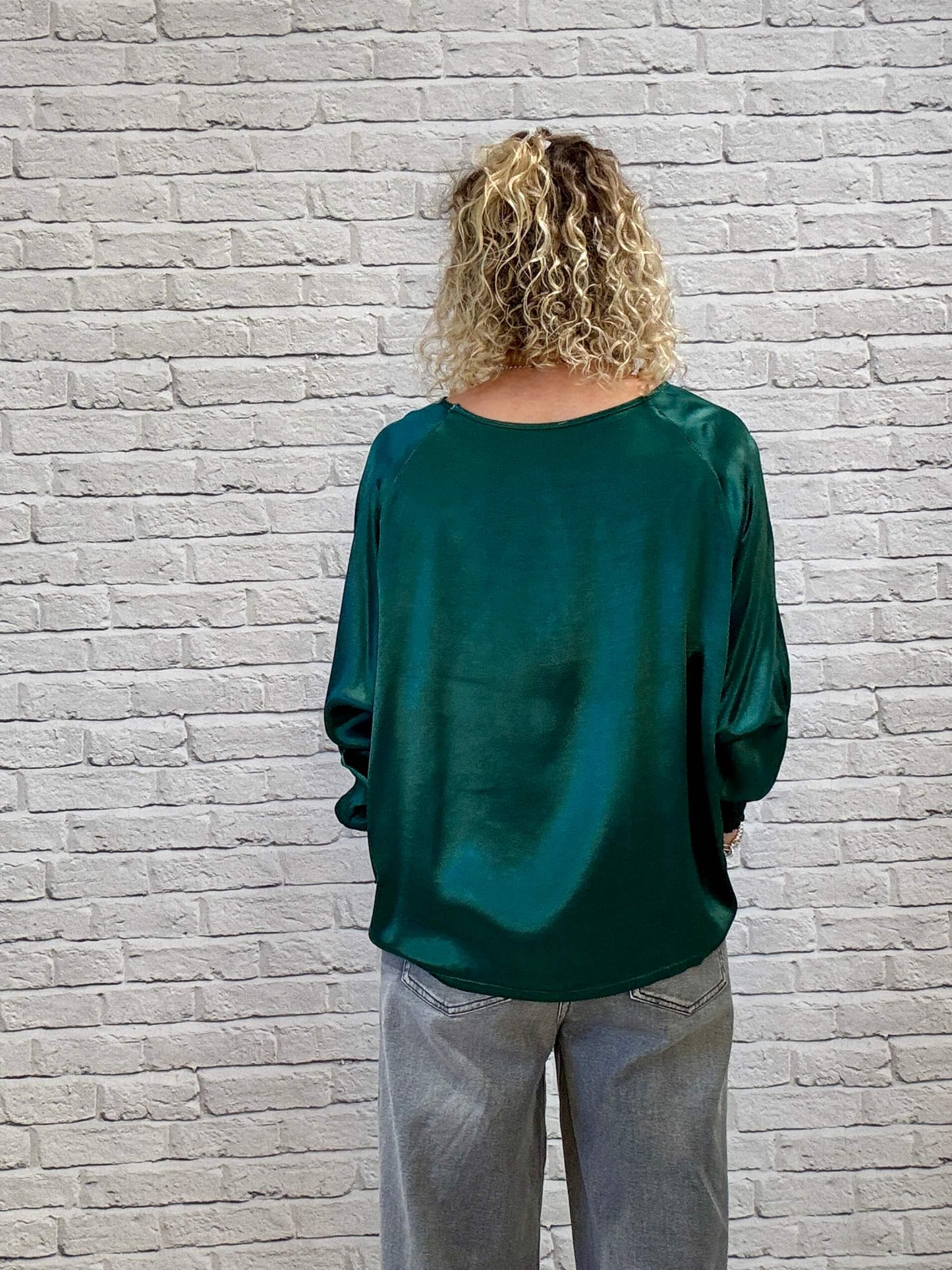 Sophia Satin Top | Forest