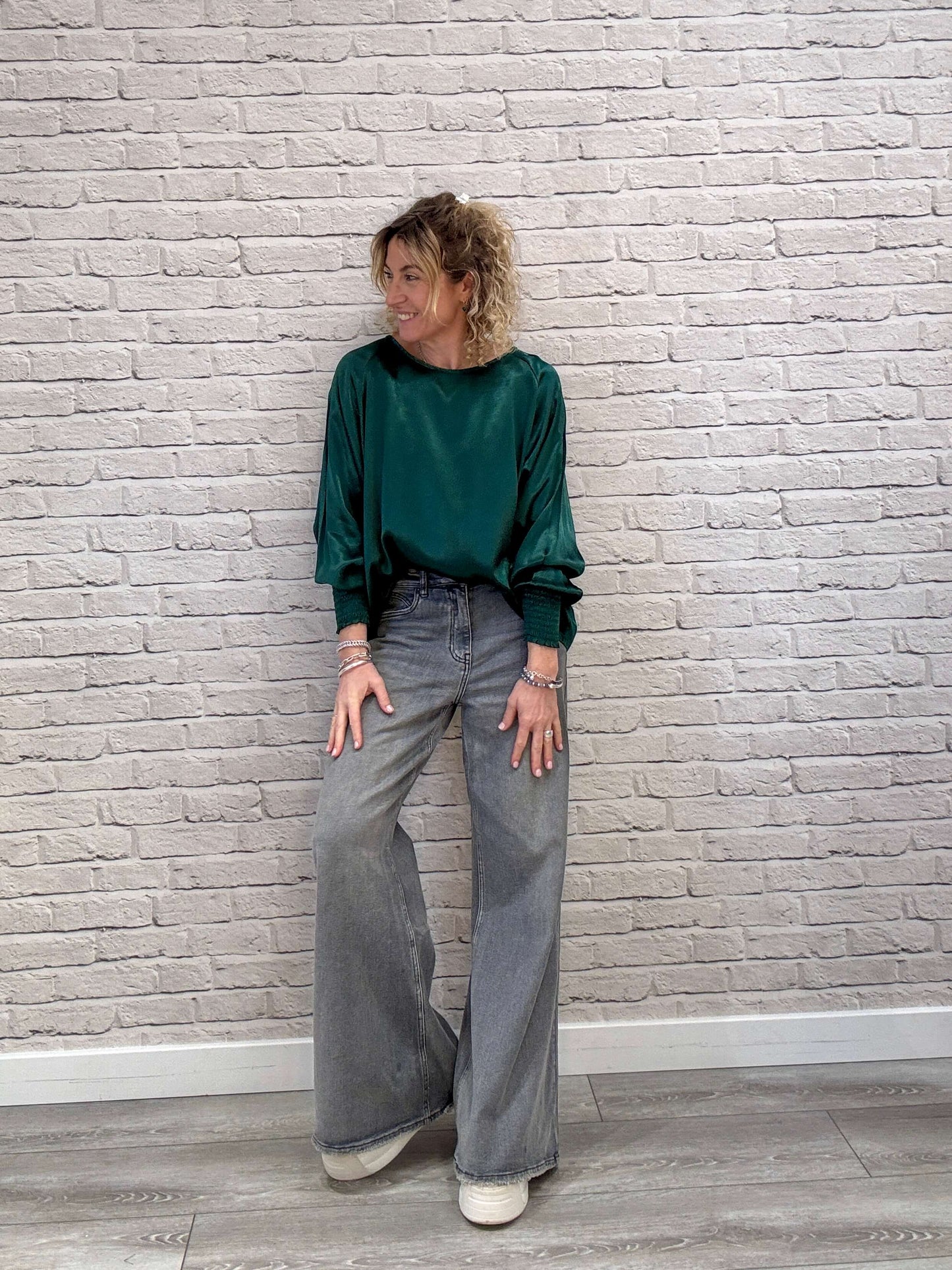 Sophia Satin Top | Forest